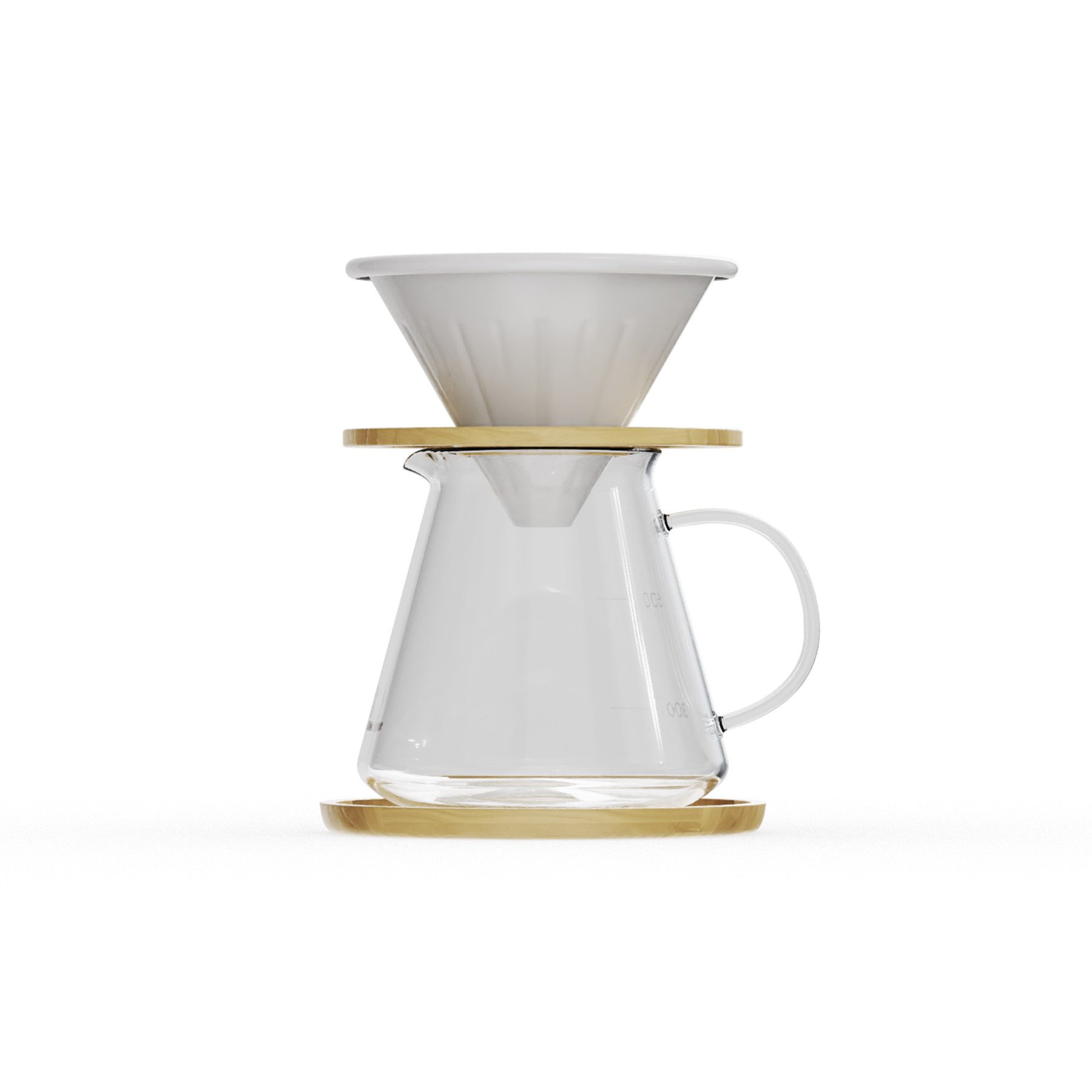 SIEGWERK Handfilter SIEGWERK - KAFFEEBEREITER mit Glaskanne & Filterhalter, Emailliertes Metall, Borosilikatglas, Holz, emaillierter Kaffeefilter, für manuelle Kaffeezubereitung