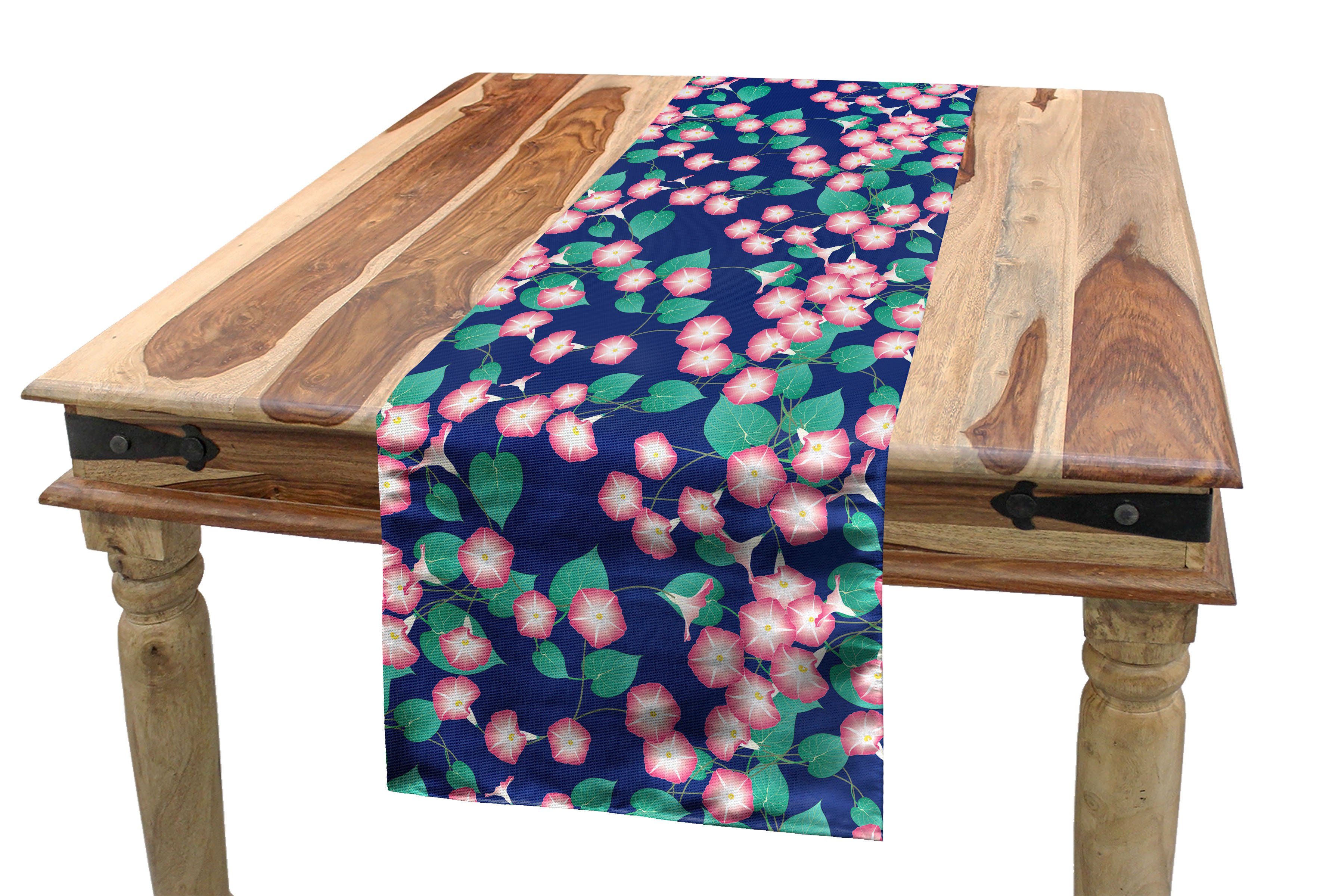 Abakuhaus Tischläufer Esszimmer Küche Rechteckiger Dekorativer Tischläufer, Rebe Rosa Morning Glory Blossom