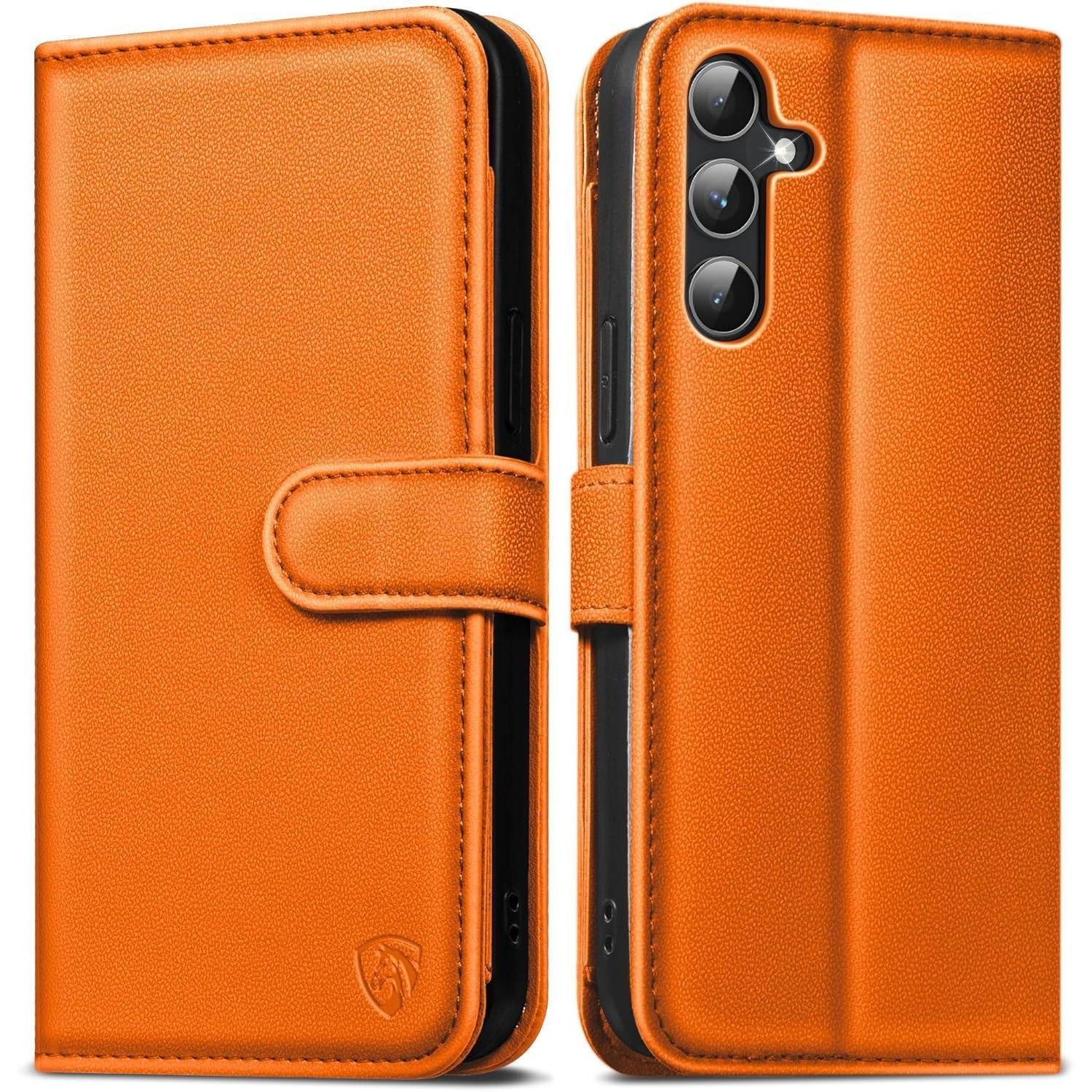 LuxusKollektion Flip Case Handyhülle Samsung Galaxy A54 klappbar Für Samsung Galaxy A54 Orange