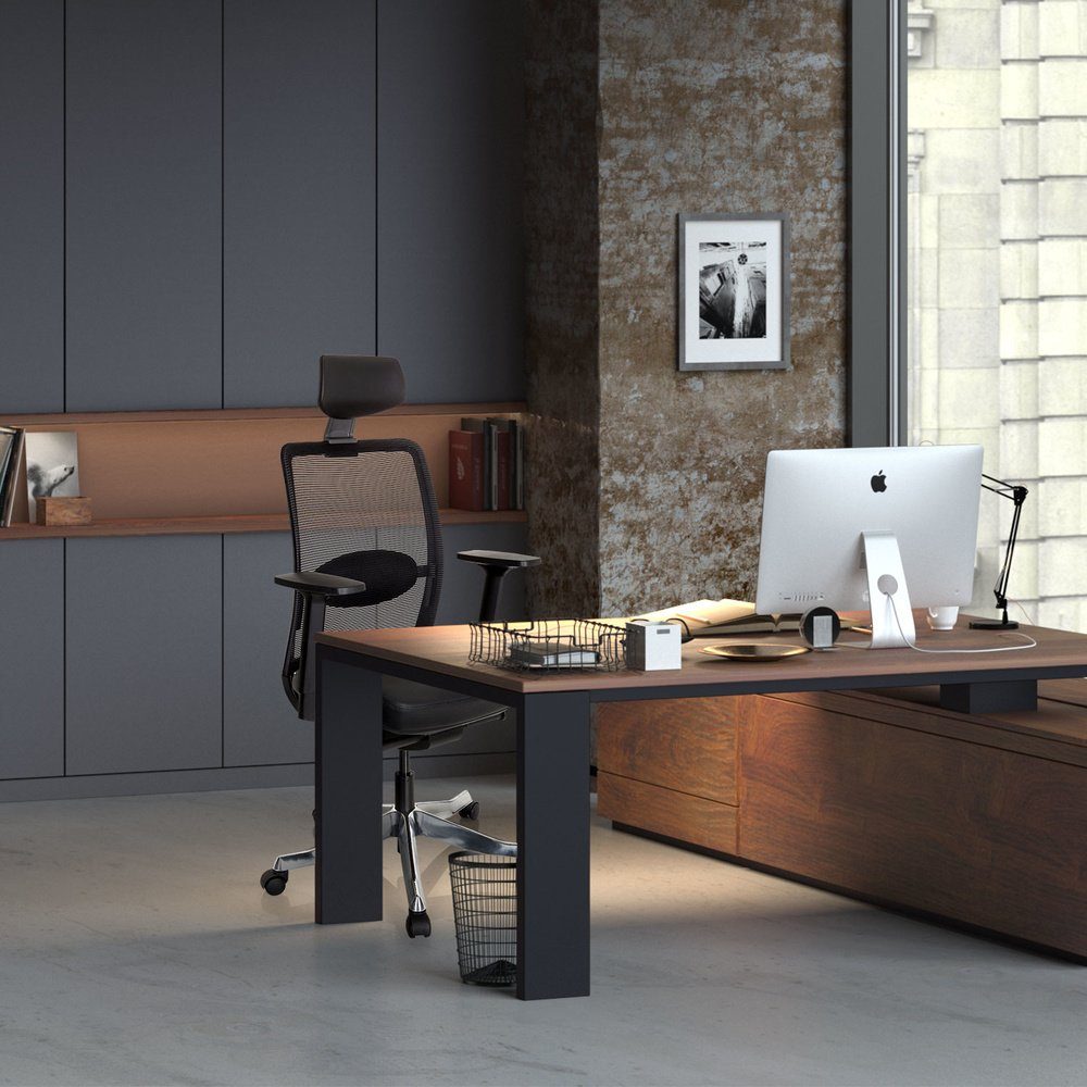 St), SENATOR hjh PRO Bürostuhl OFFICE ergonomisch (1 Leder/Netzstoff Chefsessel Drehstuhl Luxus