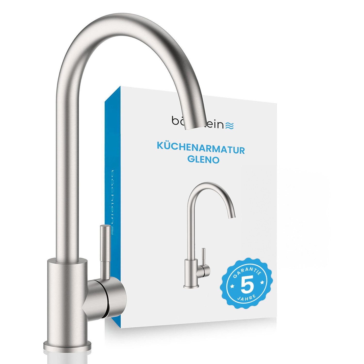 Bächlein Spültischarmatur Küchenarmatur Gleno - Wasserhahn Küche aus Edelstahl