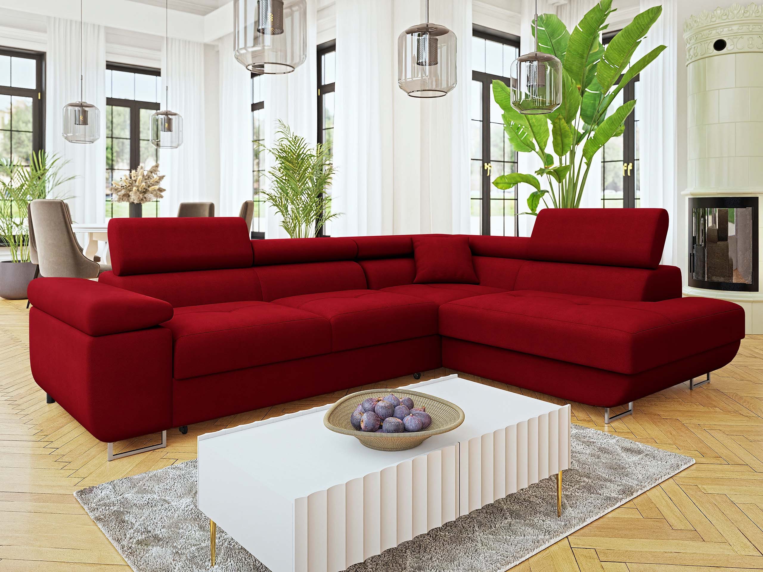 MIRJAN24 Ecksofa Torezio Premium, mit Bettkasten und Schlaffunktion, Einstellbare Kopfstützen, 274x203x70-90 cm