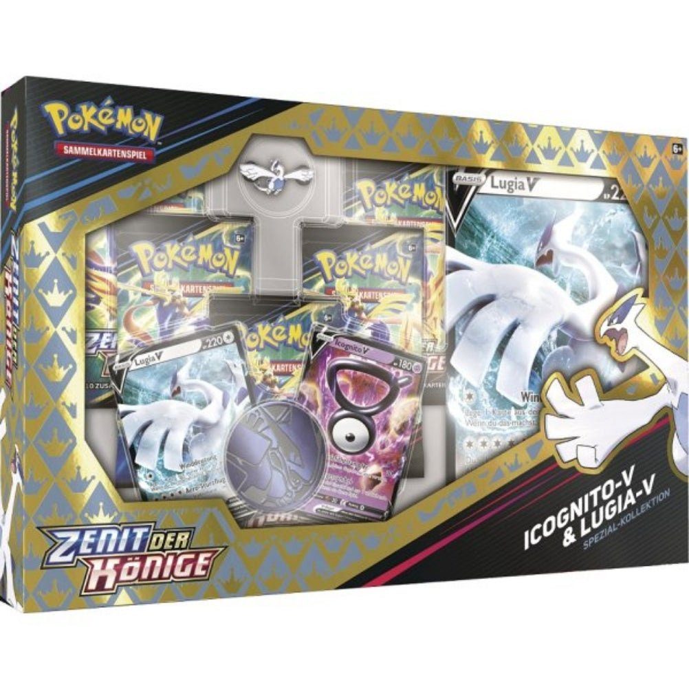 POKÉMON Sammelkarte Pokemon Zenit der Könige: Icognito-V & Lugia-V, Spezial-Kollektion (deutsch) - 5 Booster Packs