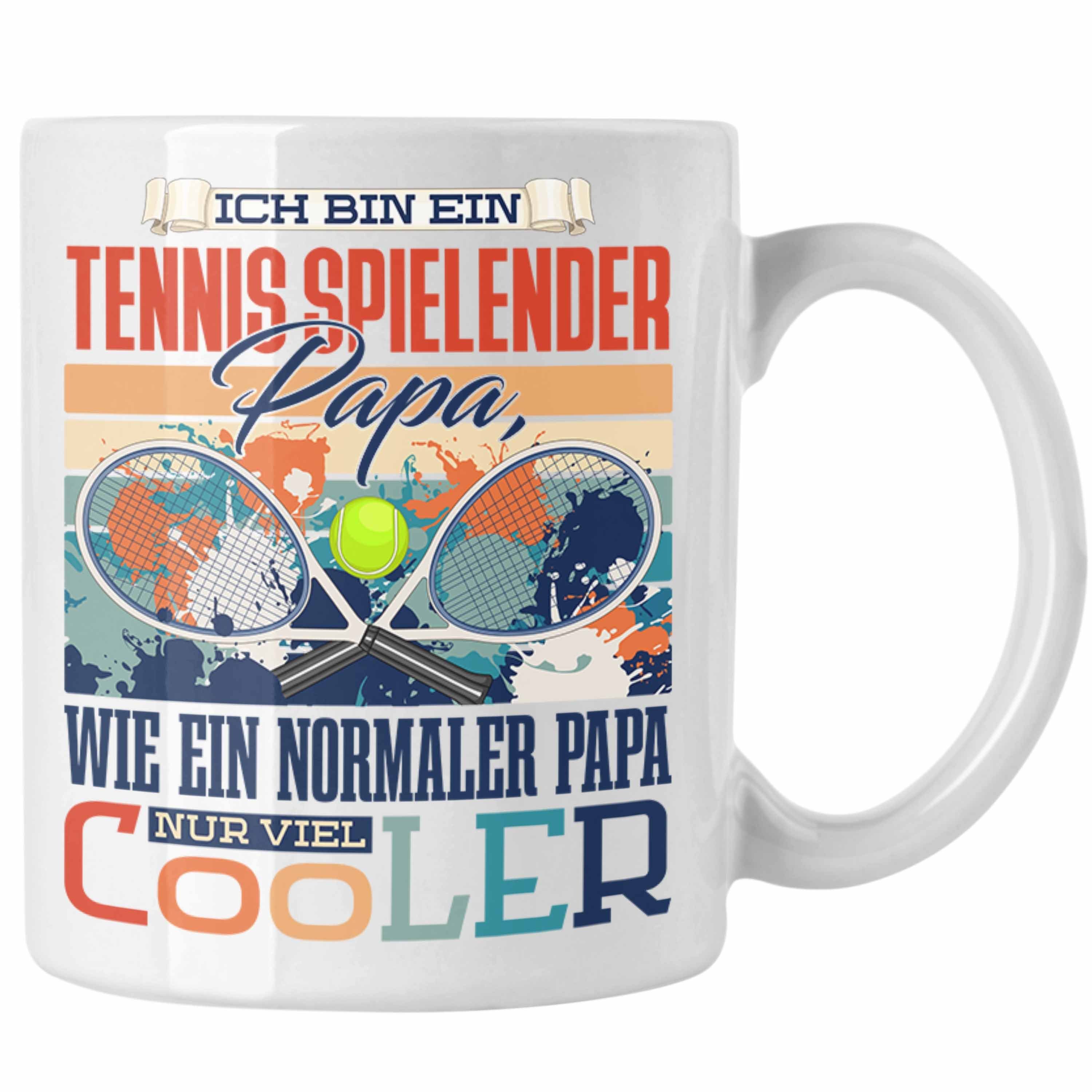 Trendation Tasse Trendation - Tennis Papa Tasse Geschenk Vater Geschenkidee zum Vaterta Weiss