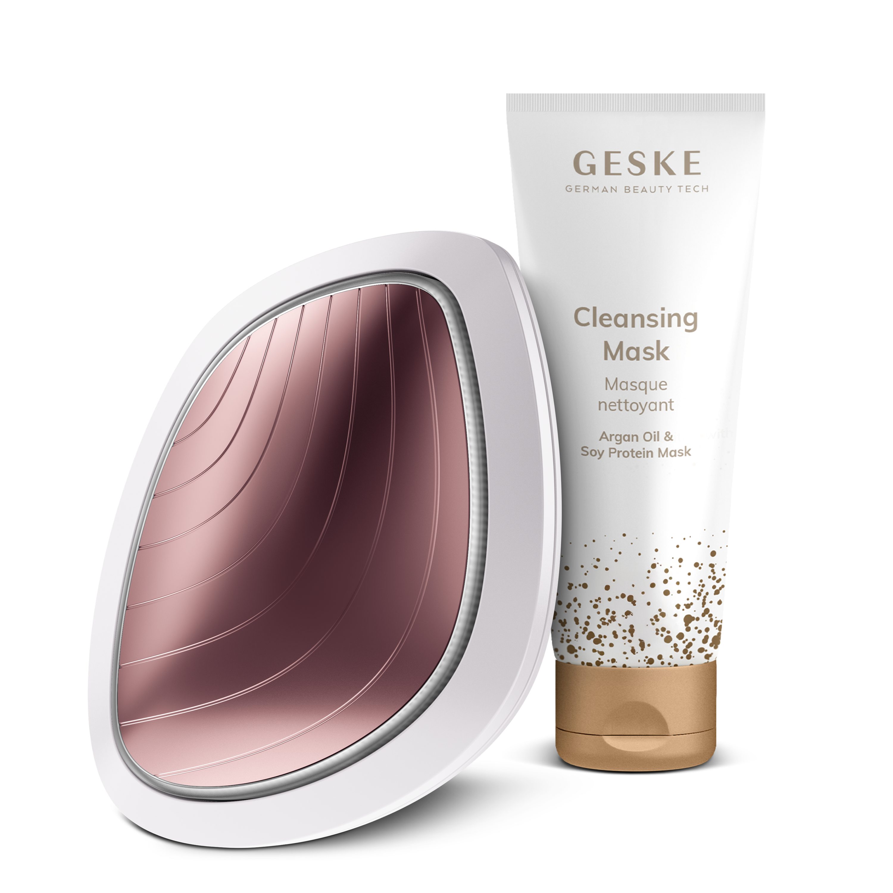 GESKE German Beauty Tech Porenreiniger Sonic Warm & Cool Mask 9 in 1 Farbe: Starlight + Gratis Kosmetik, Packung (Gerät & USB-Ladekabel), 2-tlg., Gerät inkl. kostenloser APP (SmartAppGuided Device), Mit der GESKE App erhältst Du deine personalisierte Hautpflegeroutine.