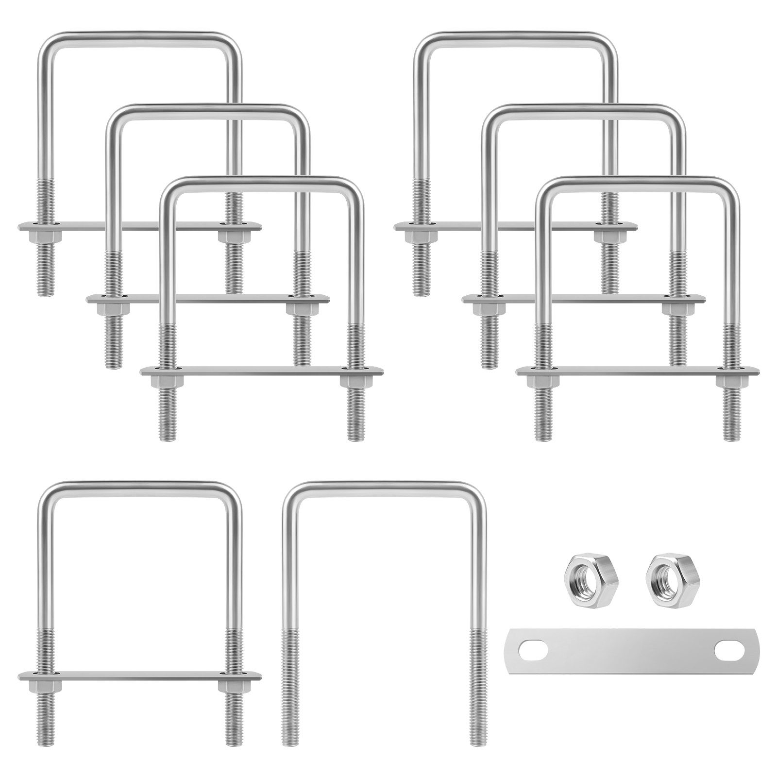 PRIISF Anhänger-Deichselbox U-Bolzen 4 Stück Vierkant Bügelschrauben Bügelbolzen Edelstahl U Bügel (M8 70 X 110 mm U Bolzen Schrauben mit Rahmengurte, Bügelschrauben Rundstahlbügeln Bügelbolzen Gewindebolzen Gegenplatte), für Installation Ist Stabil Zurrbügel Rohr Befestigung Zaunbefestigung