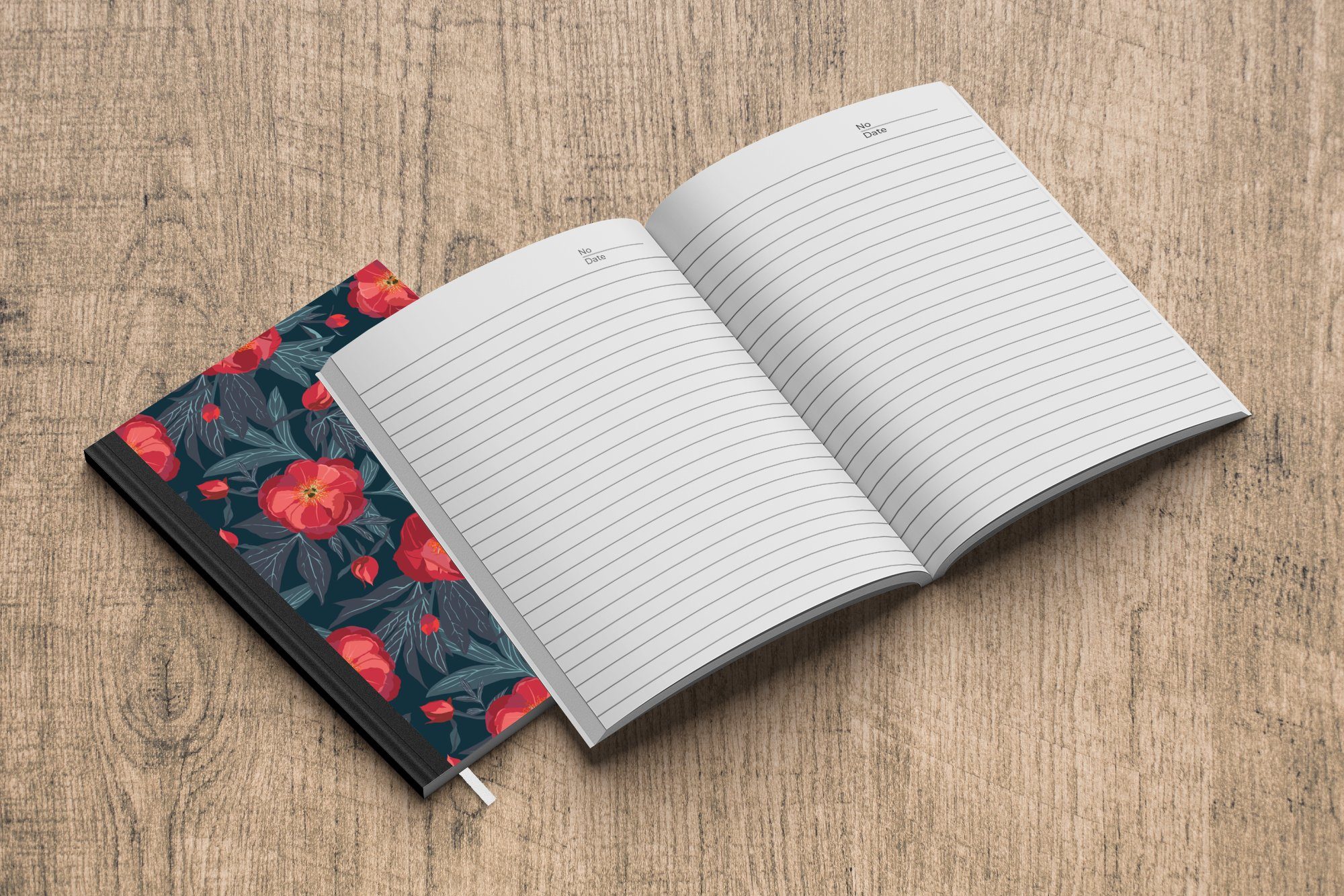 Muster, - Merkzettel, Blätter Seiten, A5, 98 Haushaltsbuch Tagebuch, Notizbuch - MuchoWow Blumen Rot Journal, - Notizheft,
