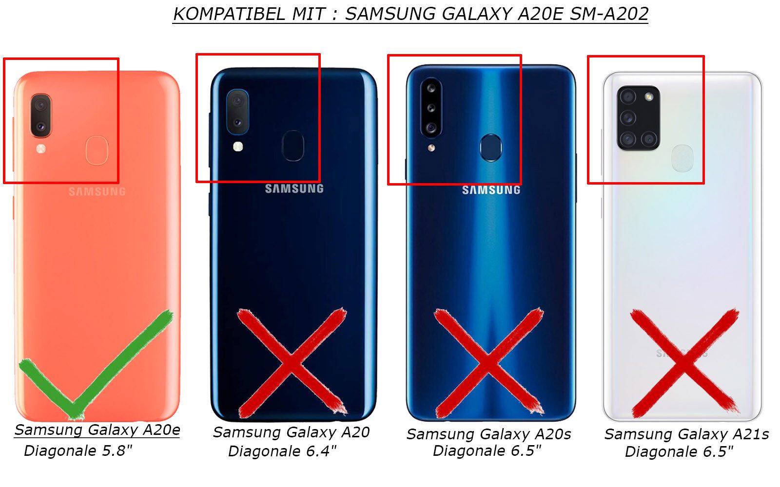 betterfon Handyhülle Handytasche für Samsung Galaxy A20e SM-A202 Buchhülle, Wallet Case mit Kartenfächern Magnetverschluss und weicher Innenhülle