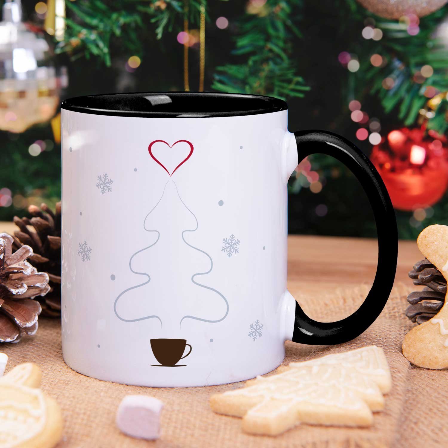 GRAVURZEILE Tasse Bedruckte Tasse - Geschenke für Frauen & Männer zu Weihnachten, Keramik, Es wird Zeit den Kaffee durch Glühwein zu ersetzen - Schwarz & Weiß