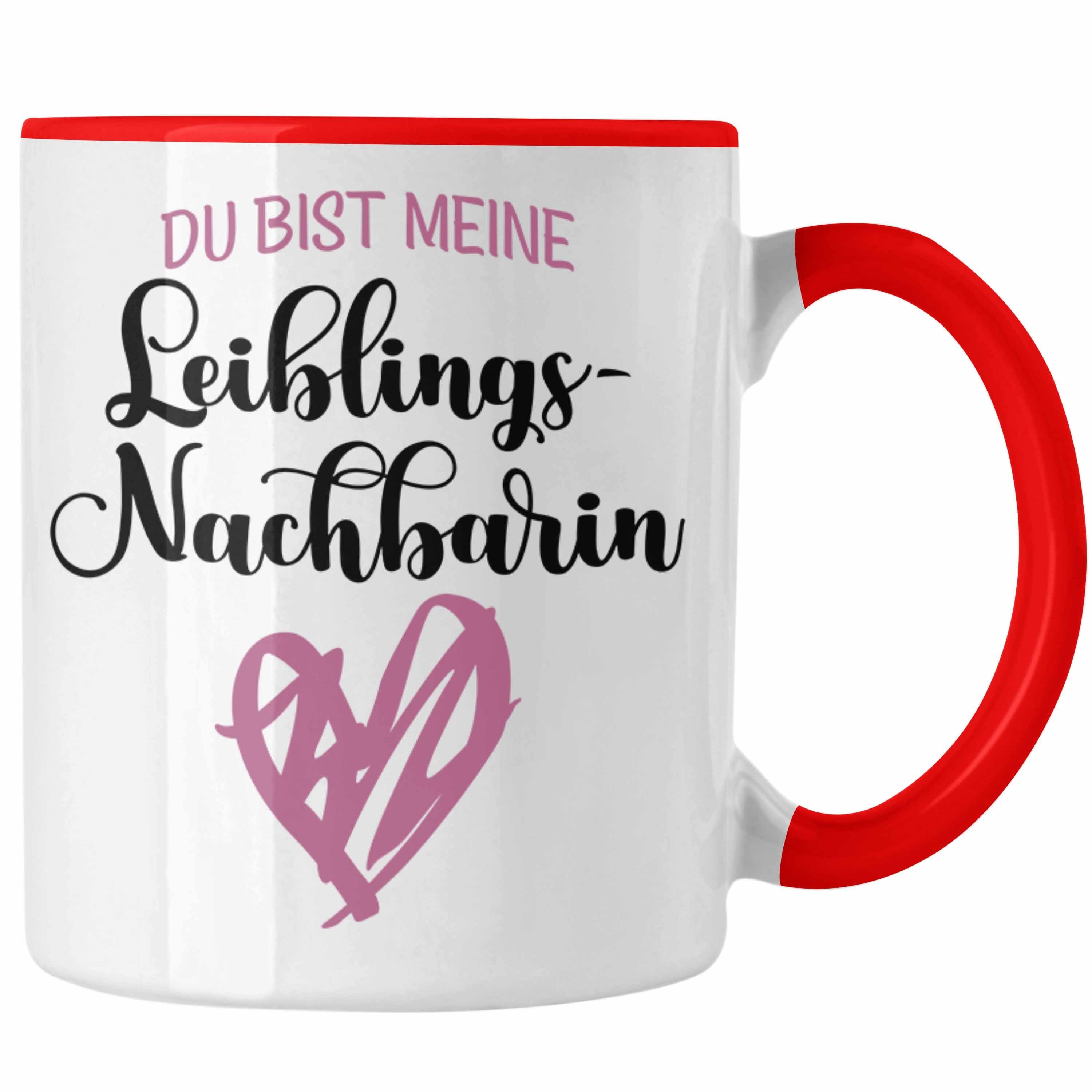 Trendation Tasse Trendation - Beste Nachbarin Der Welt Tasse Geschenk Lustig Abschied Abschiedsgeschenk Rot | Teetassen