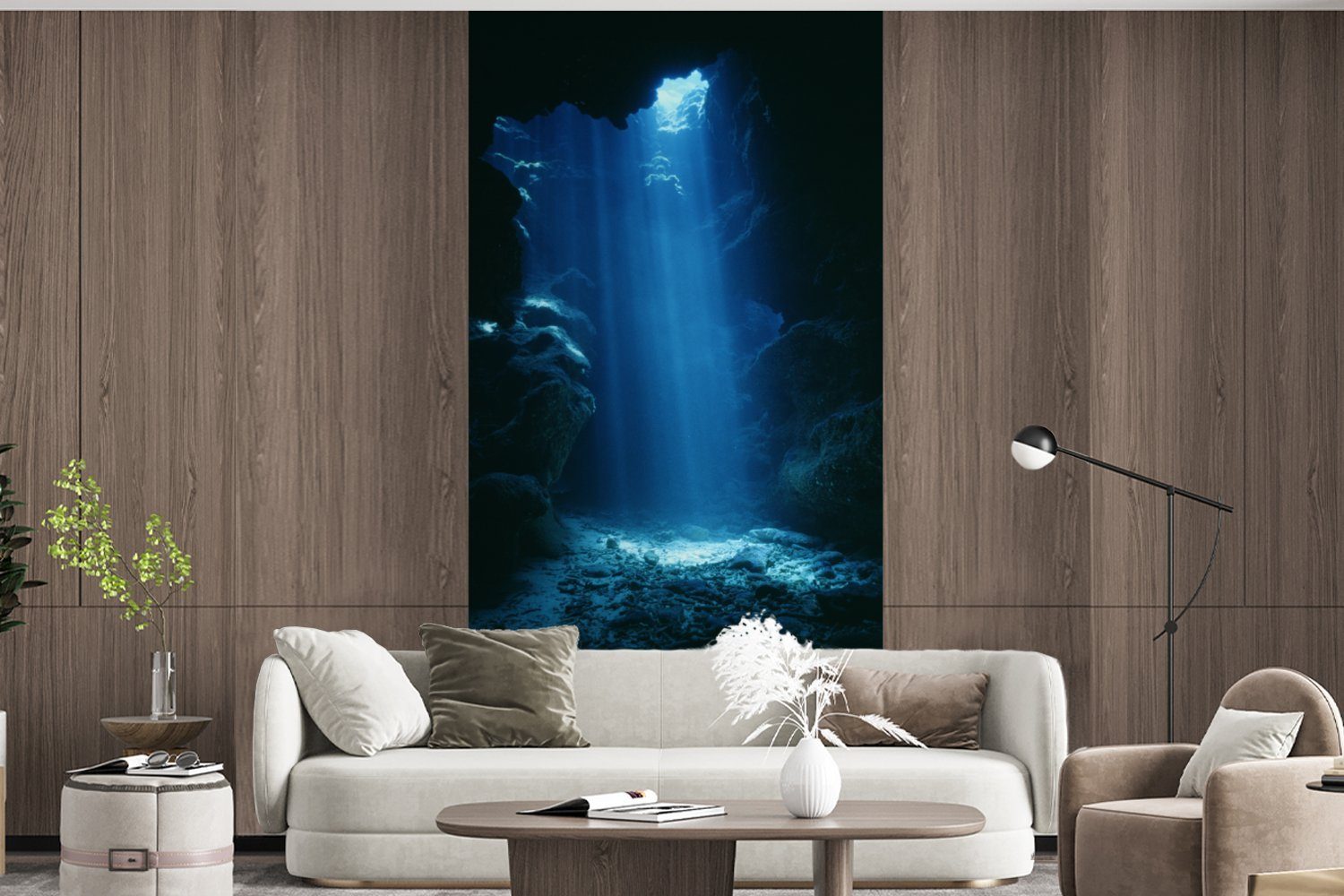 MuchoWow Fototapete Höhle im klaren Fototapete bedruckt, Schlafzimmer Cayman, Grand (2 Matt, für Wohnzimmer von Küche, St), Wasser Vliestapete blauen