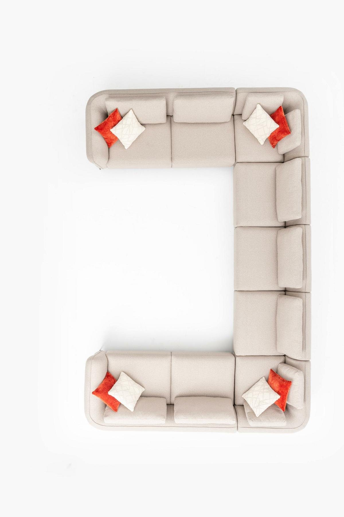 JVmoebel Ecksofa Modern U- Stil, Wohnzimmer Ecksofa Luxus Beige Sofa Europe in Form Made Design