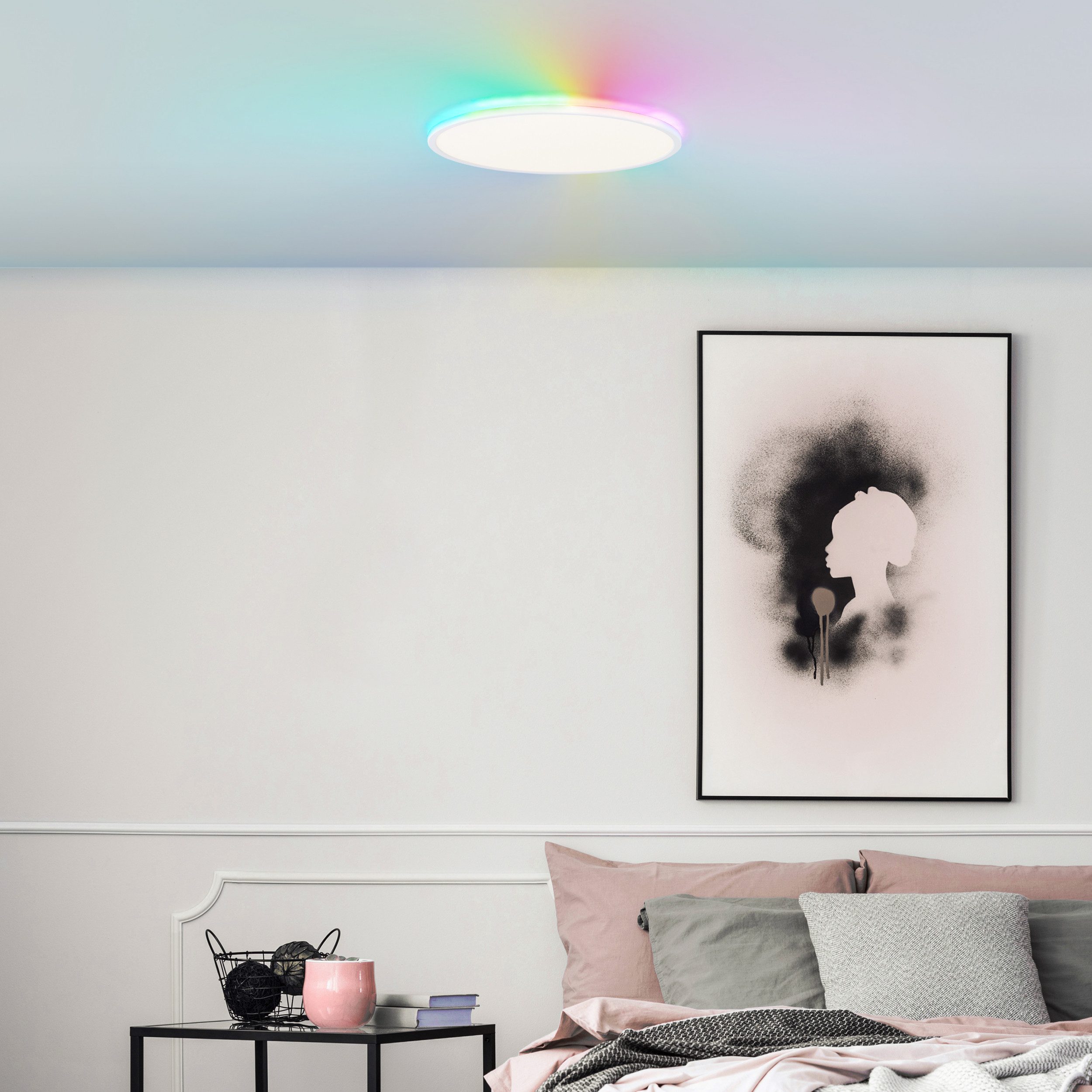 Lightbox LED Panel, CCT - über Fernbedienung, LED fest integriert, warmweiß - kaltweiß, LED Aufbaupaneel, dimmbar, Fernbedienung, CCT, RGB, Ø 42cm, 2400 lm