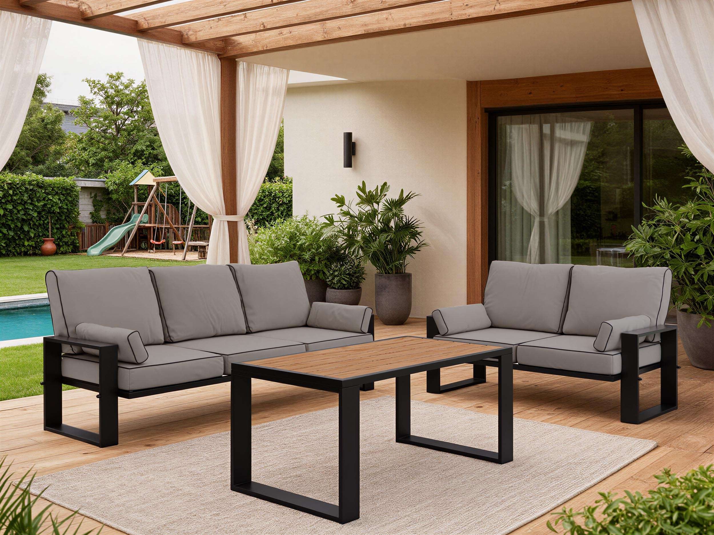 MKS MÖBEL Gartenlounge-Set ELBA Set-2, (Set, Gartenmöbel-Set, 2 Sofas, 1 Tisch), Lounge möbel set, 5 Personen, Gartenmöbel, Outdoor sitzgruppe