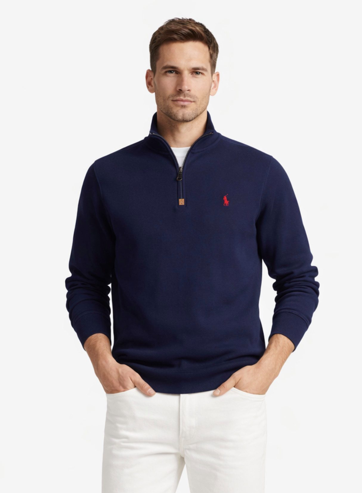 Polo Ralph Lauren Sweatshirt Pullover Troyer Half Zip Jumper Rib Sweater