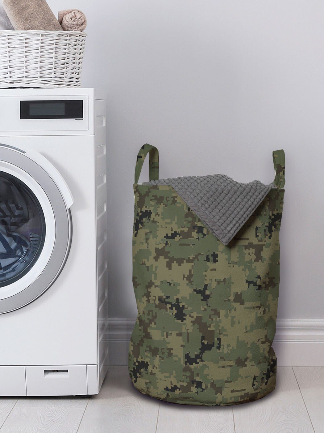 Tarnen mit Digital Waschsalons, für Wäschekorb Abakuhaus Griffen Pixel Kordelzugverschluss Wäschesäckchen Camo