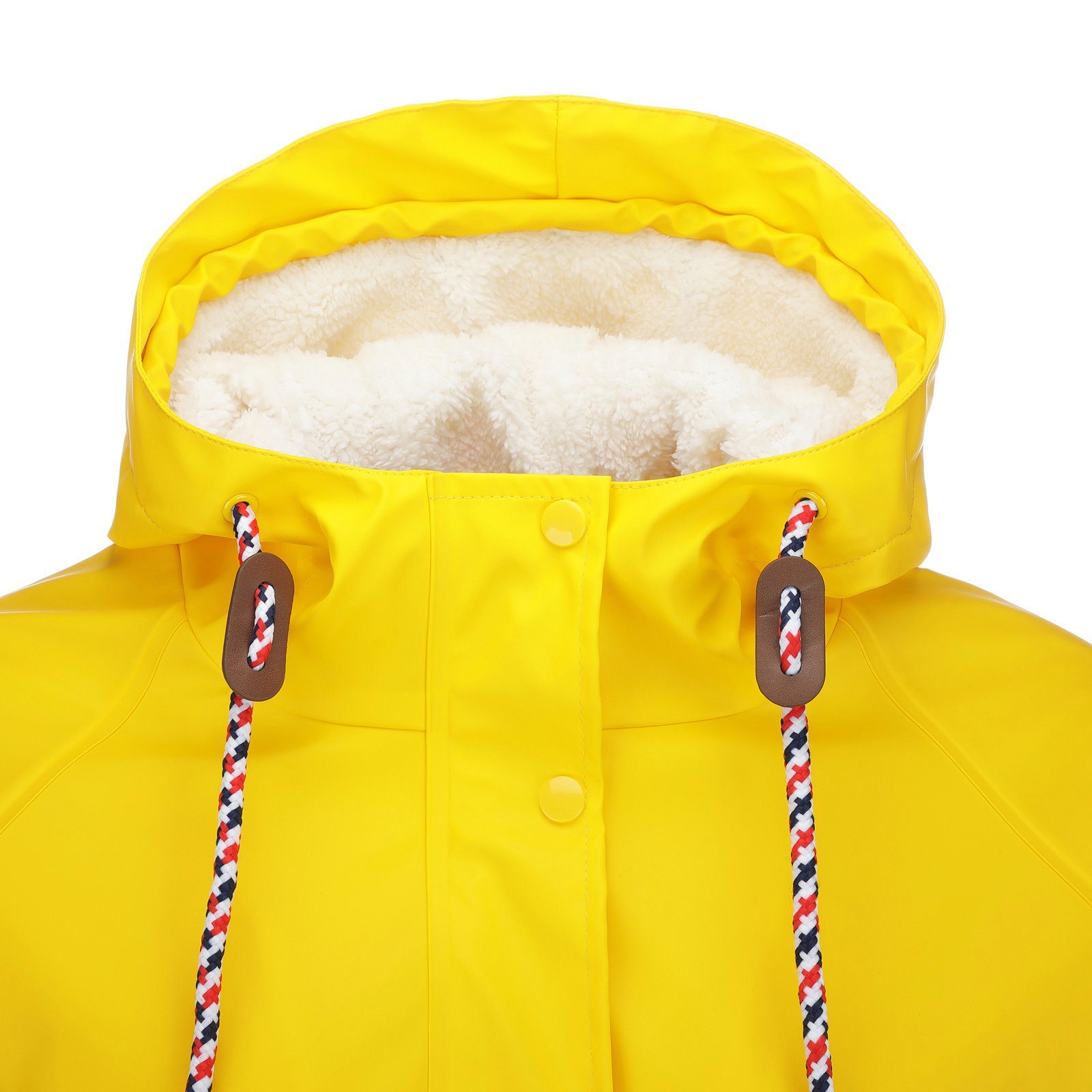 modAS Regenjacke Damen Regenmantel aus Wasserdichte Teddy-Fleece-Futter gelb mit - Jacke PU