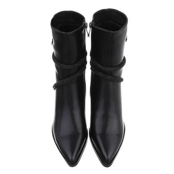 Ital-Design Damen Cowboyboots Western Westernstiefelette Blockabsatz Western- & Bikerboots in Schwarz