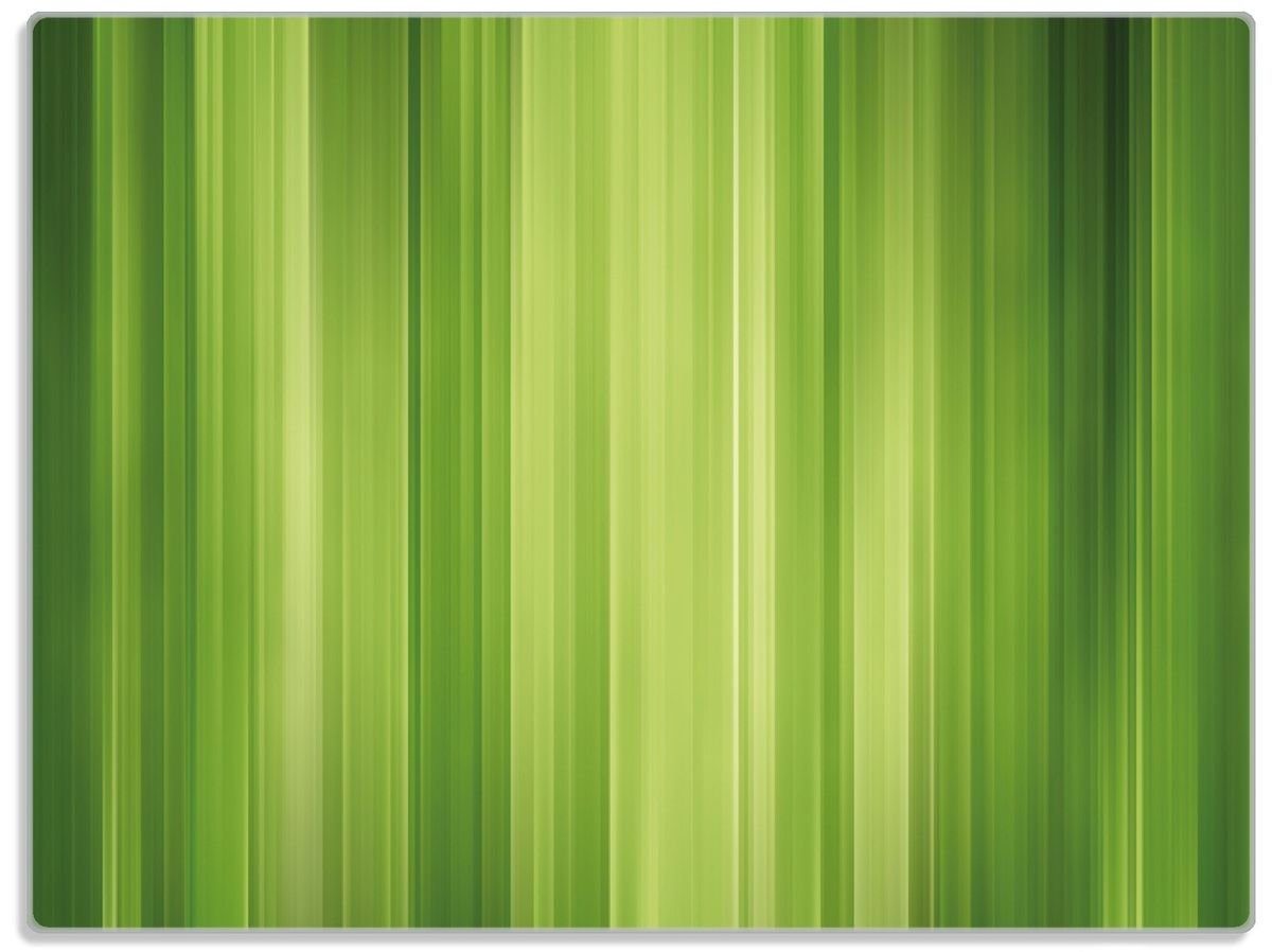 Wallario Schneidebrett Grün und schwarz gestreift - Abstraktes Streifenmuster, ESG-Sicherheitsglas, (inkl. rutschfester Gummifüße 4mm, 1-St), 30x40cm