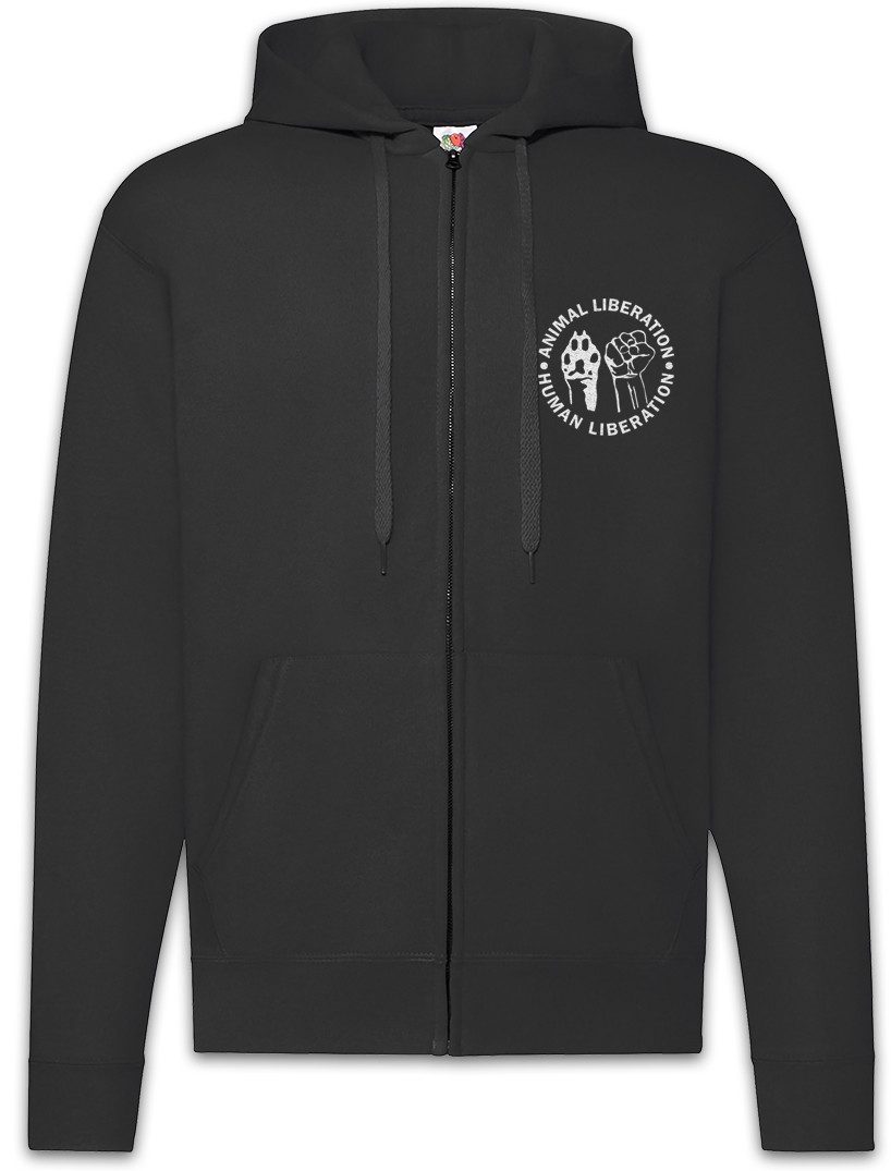 Sweatjacke Animal Liberation Zipper Hoodie Vegan Vegetarier Veganer Speziesismus
