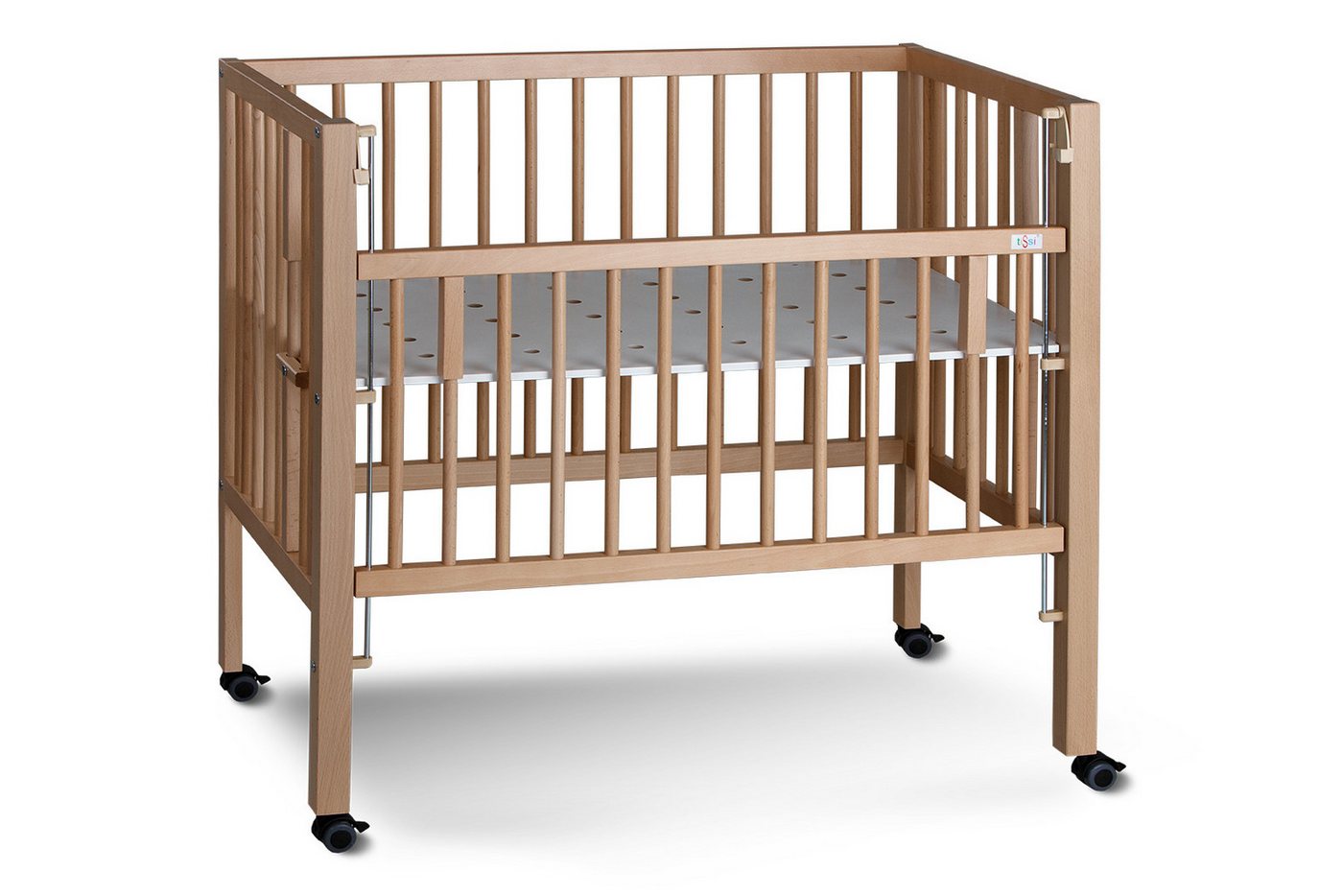 tiSsi® Beistellbett Anstell- / Beistellbett MAXI Boxspring Buche massiv 90x50 cm, Geeignet für Boxspringbetten