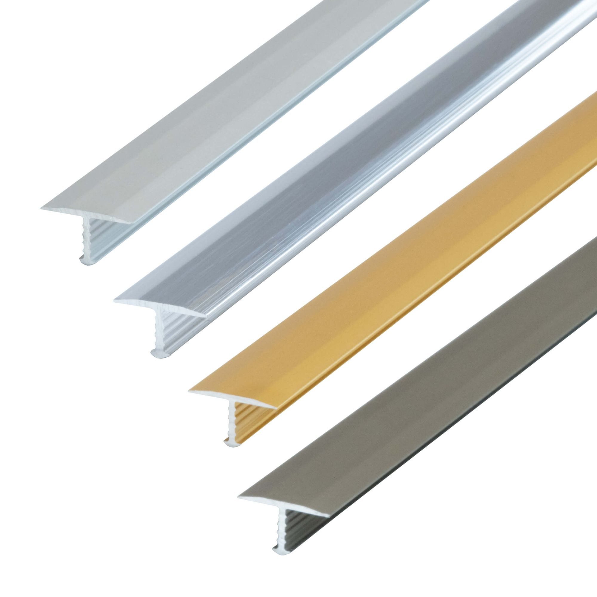 Dalsys Übergangsprofil T-Profil Übergangsprofil aus eloxiertem Aluminium (100 cm x 13 mm, Silber verchromt, 1-St), Bodenprofil