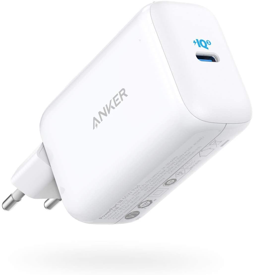 Anker »PowerPort III Pod 65W« USB-Ladegerät (Typ-C Ladegerät für MacBook,  Dell XPS 13, Galaxy S20 / S10, Note 10+ /10, iPhone 11 / Pro/XR/Xs/X, iPad  Pro, Pixel, und mehr)