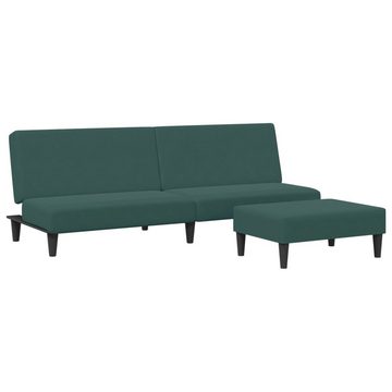 vidaXL Sofa Schlafsofa 2-Sitzer mit Fußhocker Dunkelgrün Samt