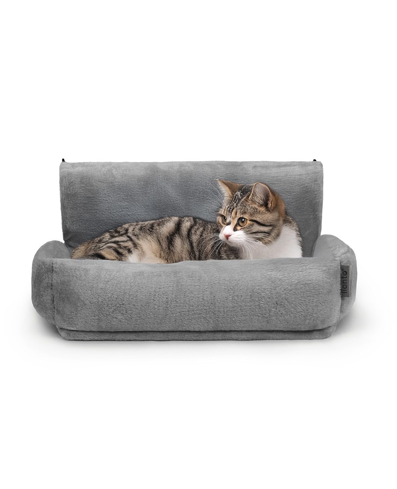 lionto Katzenliege für Heizkörper mit Metallhaken, dunkelgrau, Plüsch, abnehmbarer Bezug, waschbar