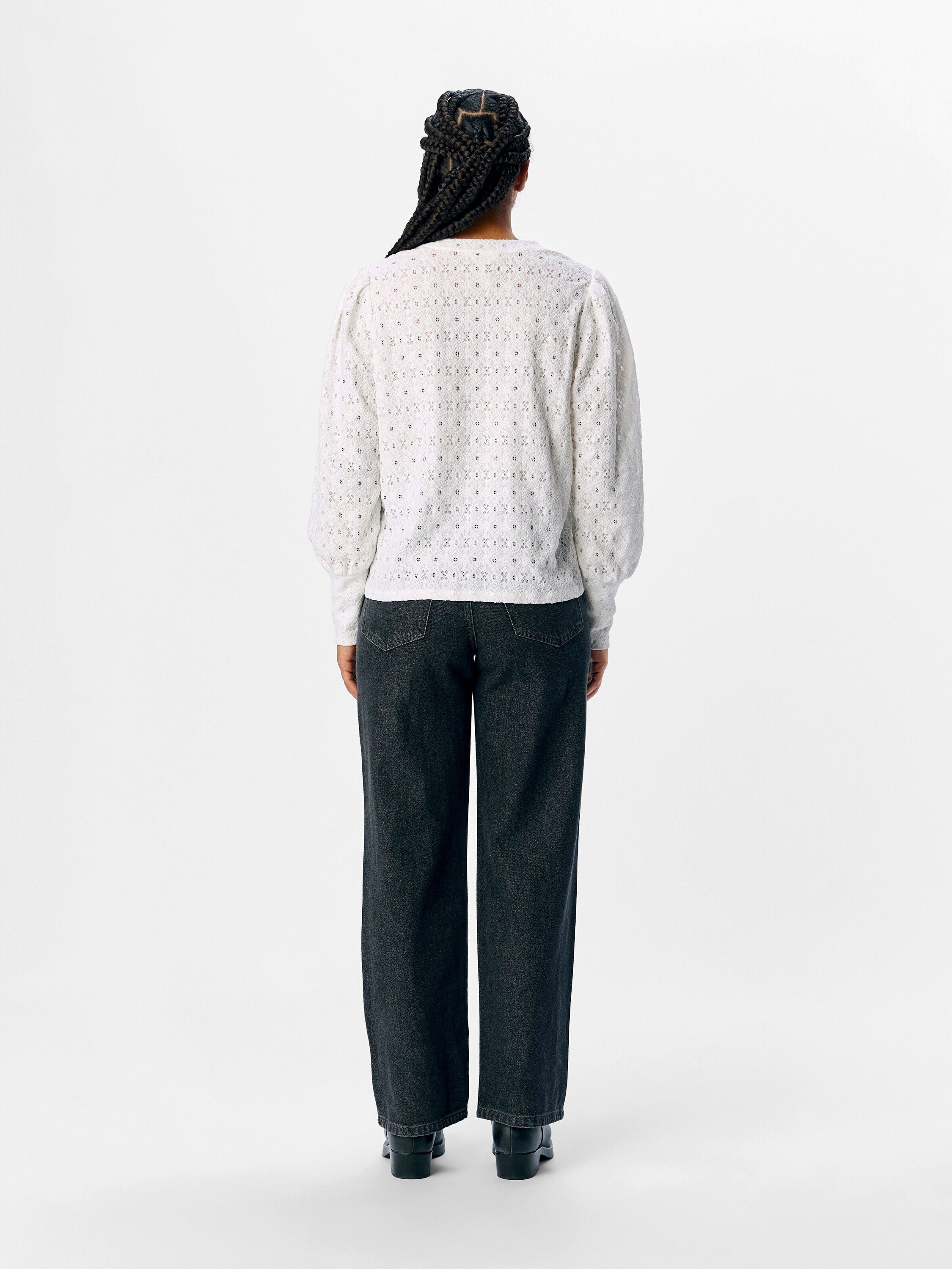 Object Langarmshirt OBJLaila (1-tlg) Drapiert/gerafft