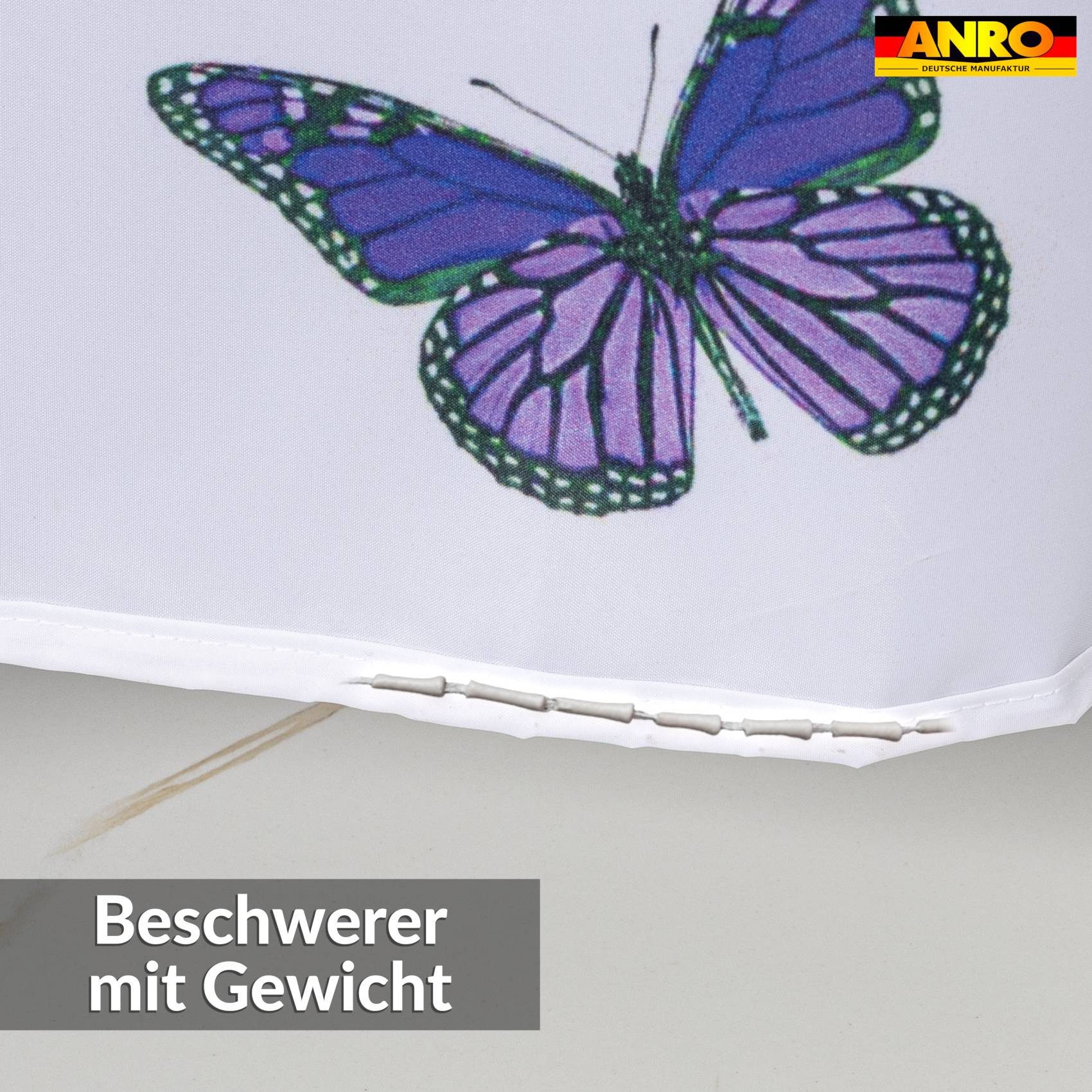 ANRO Duschvorhang FASTY Schmetterlinge Anti-Schimmel Polyester Badewanne Vorhang Breite 120 cm (Packung, 1-tlg., Duschvorhang inkl. Aufhängeringe), robuster Vor – Bild 4 von 5