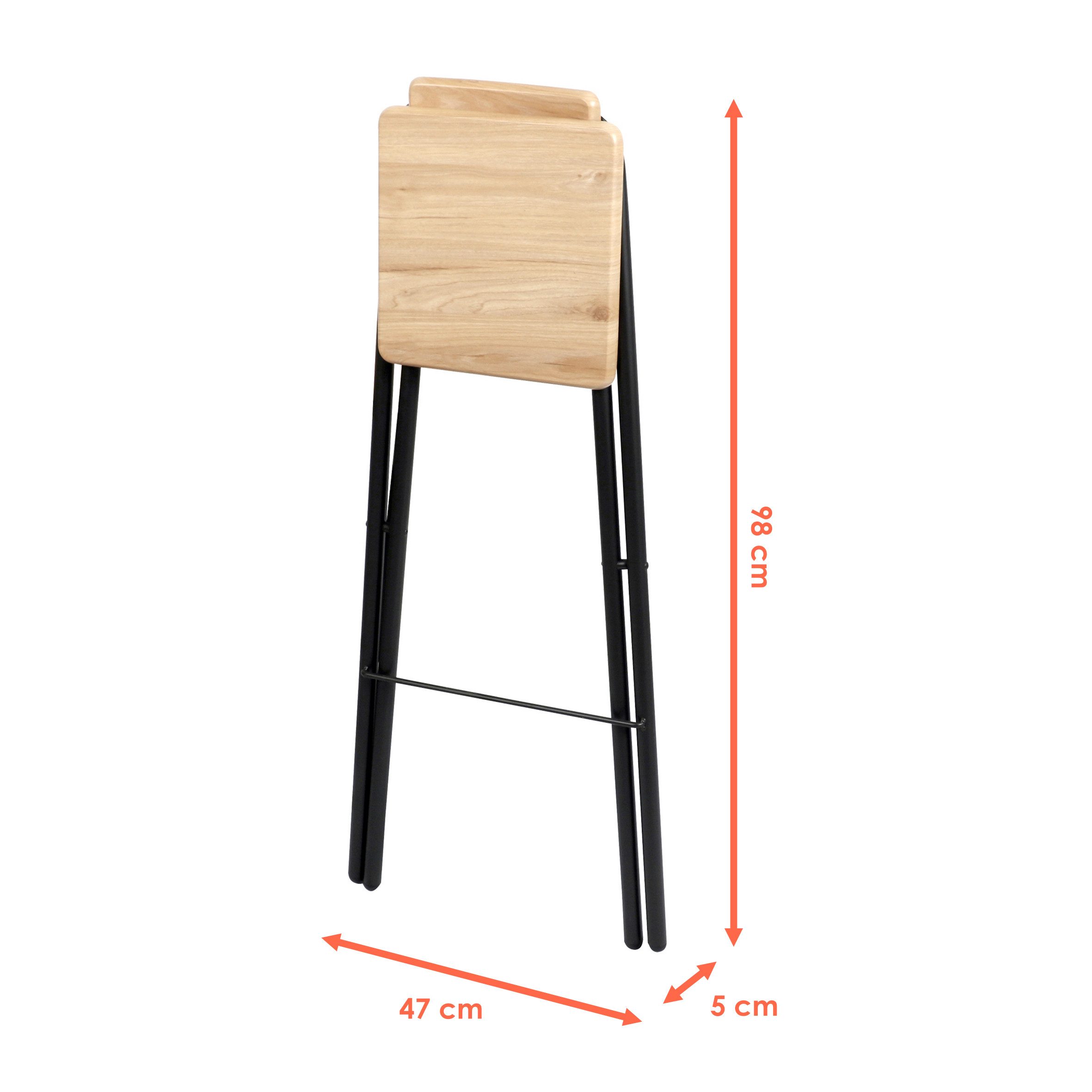 Spetebo Barhocker klappbar mit Metall Gestell Belastbarkeit 120 kg - 98 x 48 cm (Tresenhocker, 1 St., faltbar), mit Holz Sitzfläche
