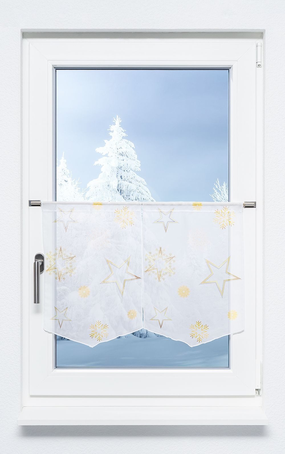 LYSEL® Scheibengardine SET Scheibenhänger Weihnachtssterne (1 St), transparent, HxB 45x30cm