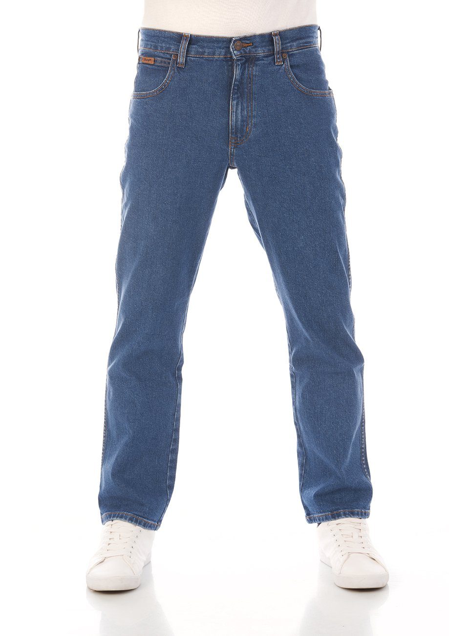 [Den niedrigsten Preis herausfordern!] Wrangler Straight-Jeans Herren Denim Hose mit Fit (WSS1HR13N) Blue Stretch Stretch Texas Regular Jeanshose Tomorrow