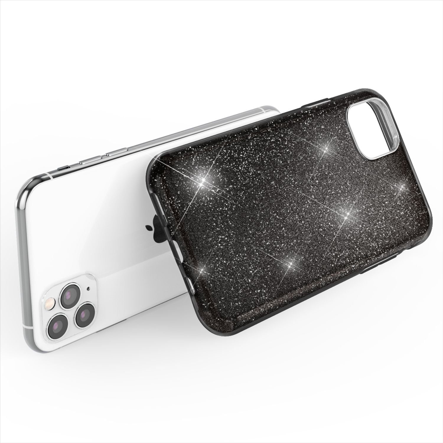 Nalia Smartphone-Hülle Apple iPhone 11 Pro Max 16,5 cm (6,5 Zoll), Glitzer Silikon Hülle / Glänzender Hybrid Schutz / Stoßfest & Robust