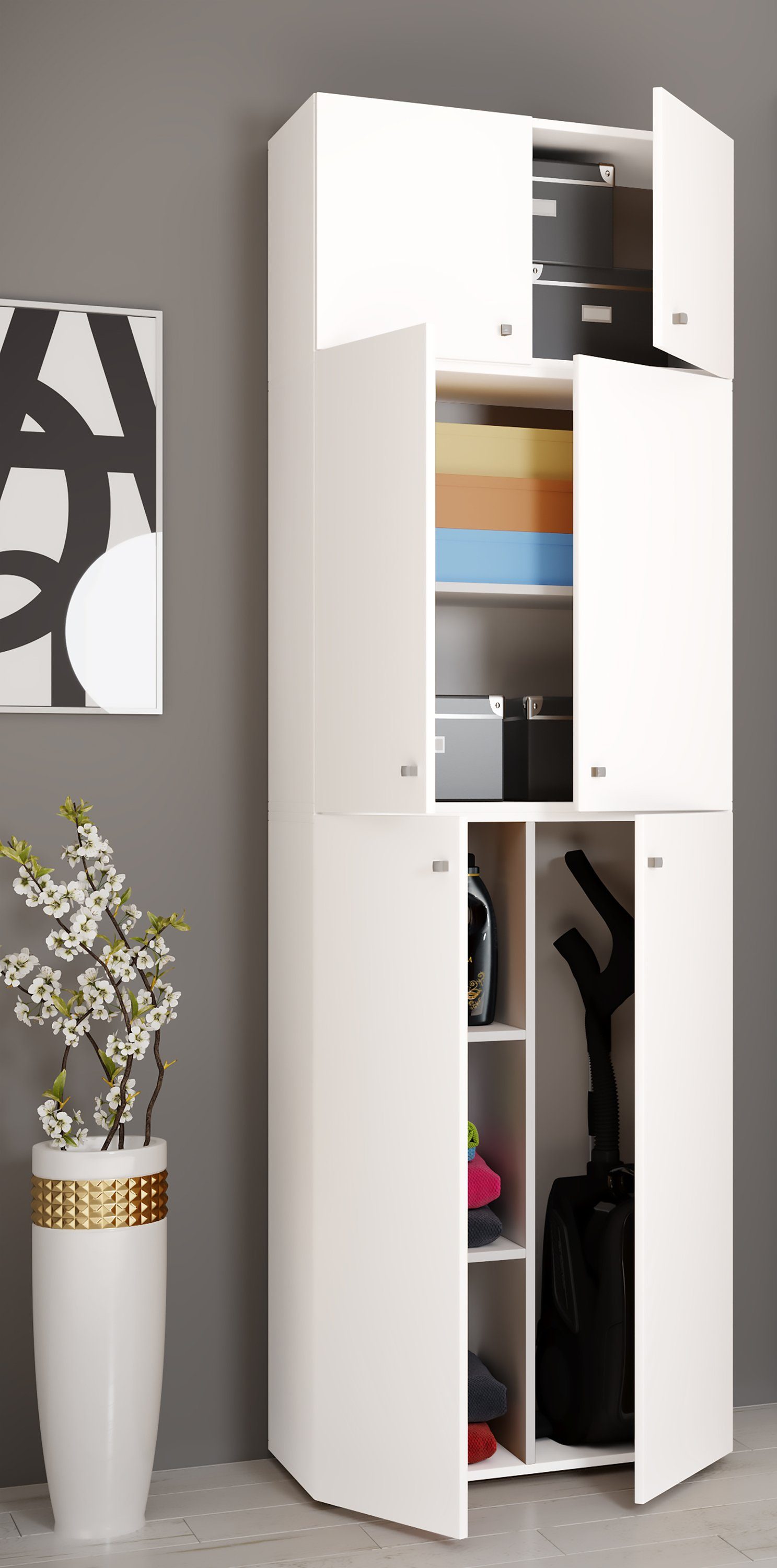 VCM Mehrzweckschrank Holz Besenschrank Staubsauger Putzschrank günstig online kaufen