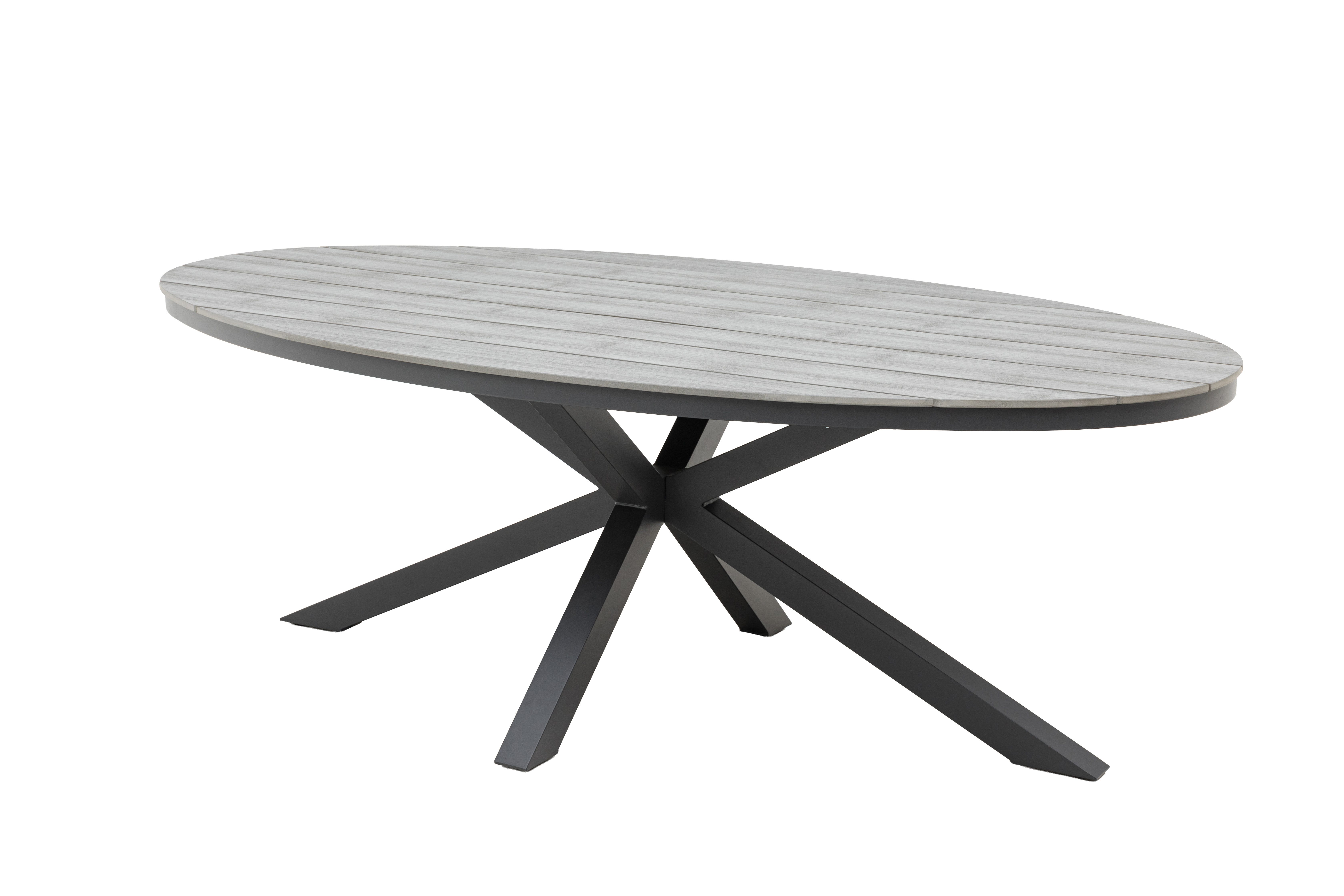 Gardissimo Gartentisch Armati oval dunkel 220x115 cm (Esstisch, 1 Tisch), höhenverstellbare Füße / wetterfest / pflegeleicht / Aluminium