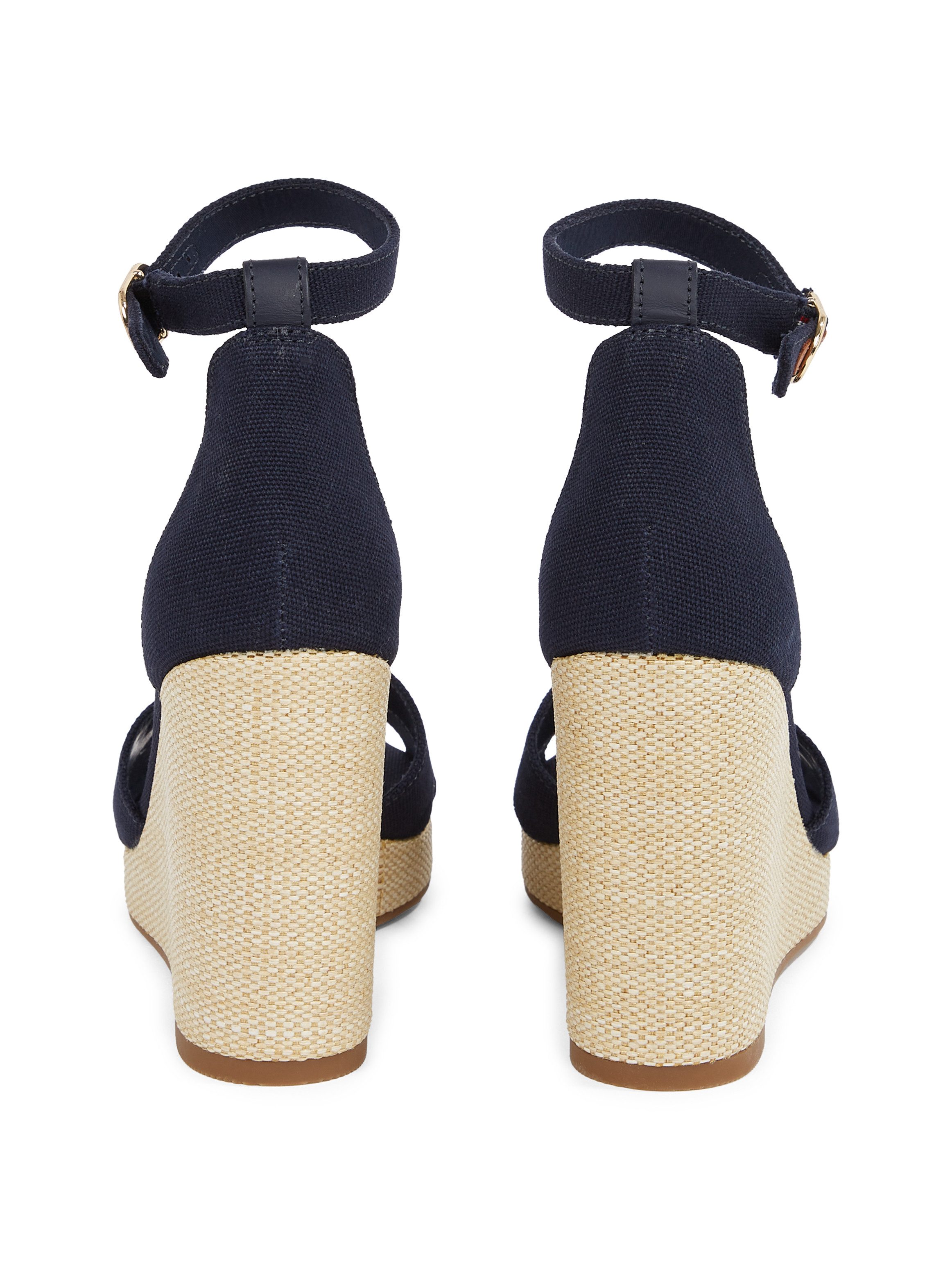 Tommy Hilfiger FLAG HIGH WEDGE ESPAD CRISSCROSS High-Heel-Sandalette, Riemchensandale, Sommerschuh, Keilsandalette, verstellbarer Schnalle