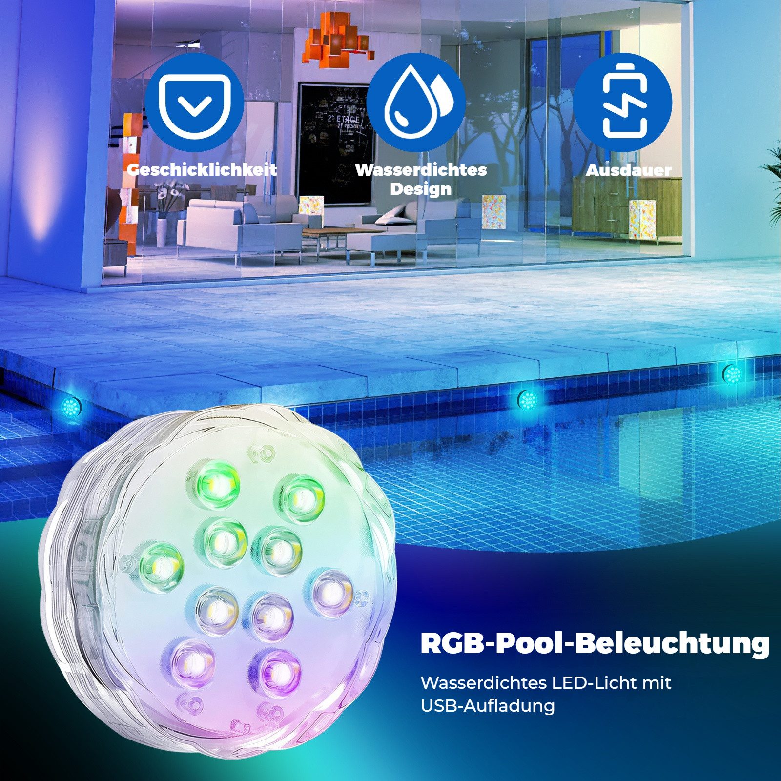 BlingBin Pool-Lampe Unterwasser LED Licht mit günstig online kaufen