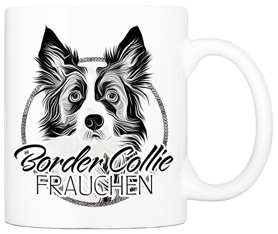 Cadouri Tasse BORDER COLLIE FRAUCHEN - Kaffeetasse für Hundefreunde, Keramik, mit Hunderasse, beidseitig bedruckt, handgefertigt, Geschenk, 330 ml