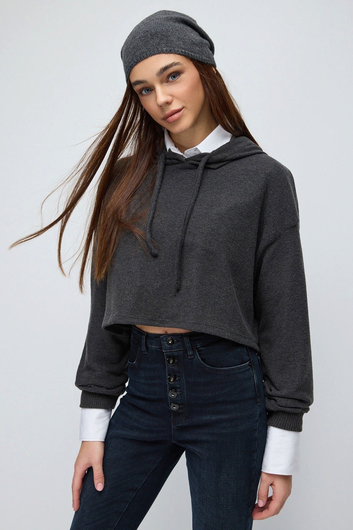 No Matter What Sweatshirt Weicher Kapuzen-Crop-Top günstig online kaufen