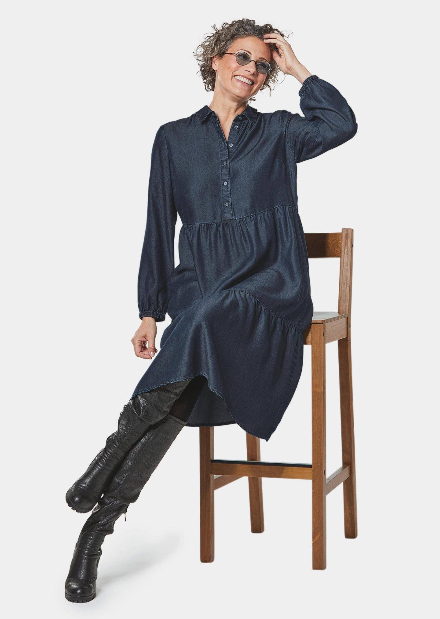 GOLDNER Blusenkleid Kurzgröße: Tencel-Kleid
