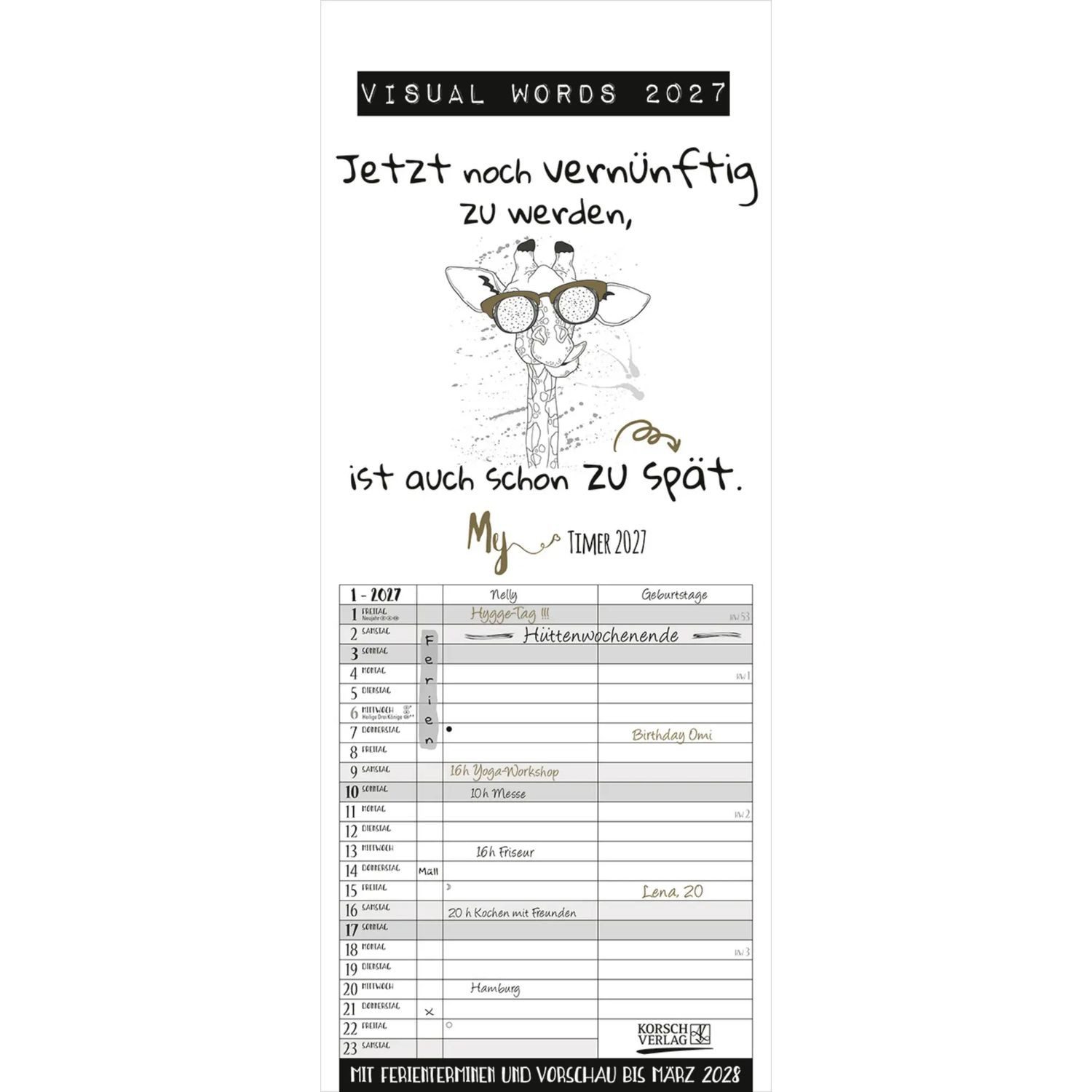 Wandkalender My Timer Visual Words 2027