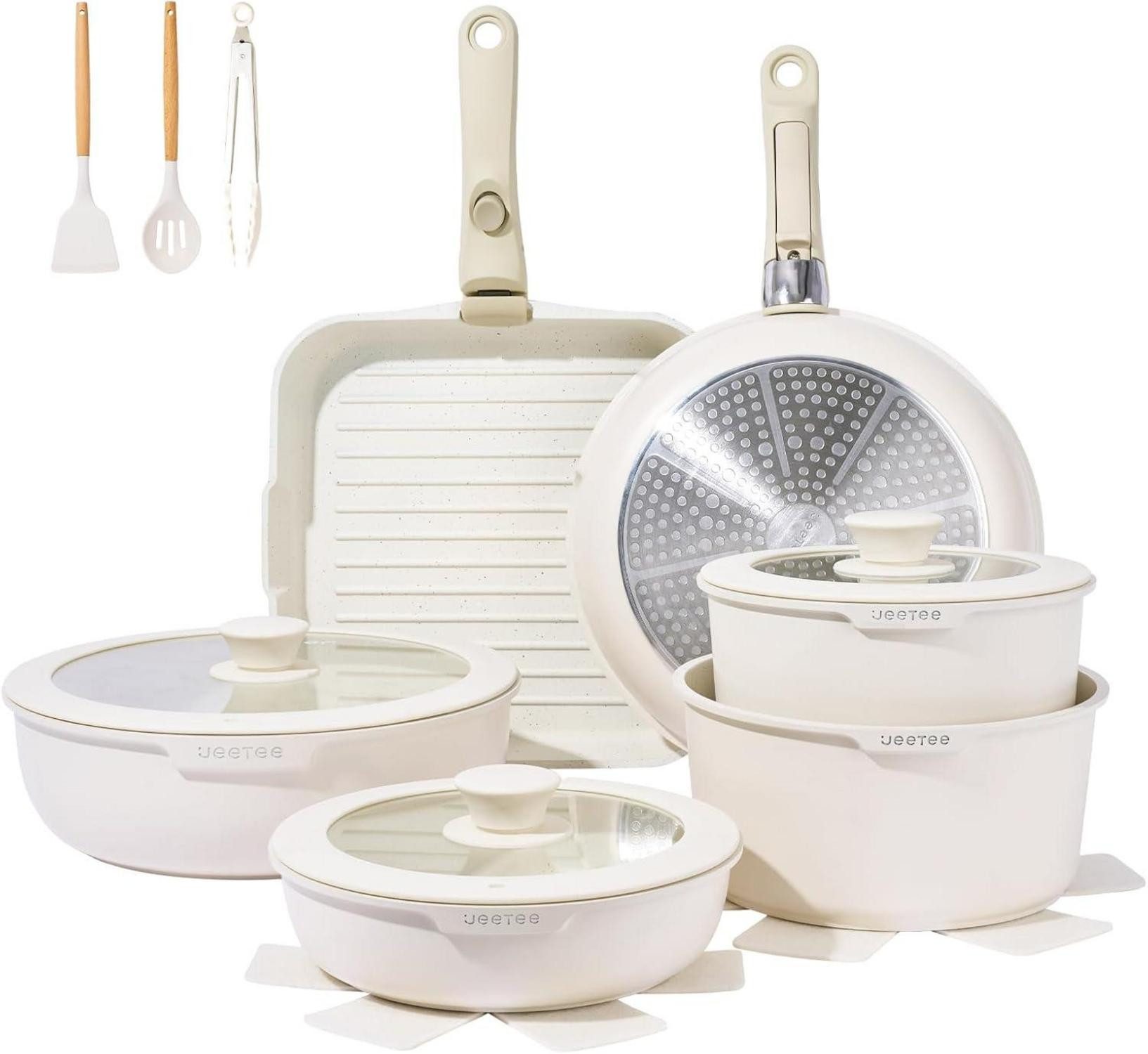 LuxusKollektion Сковороды-Set Topfset Сковородыset abnehmbarem Griff 25tlg Pfanne 20 26cm Kochtopf 18