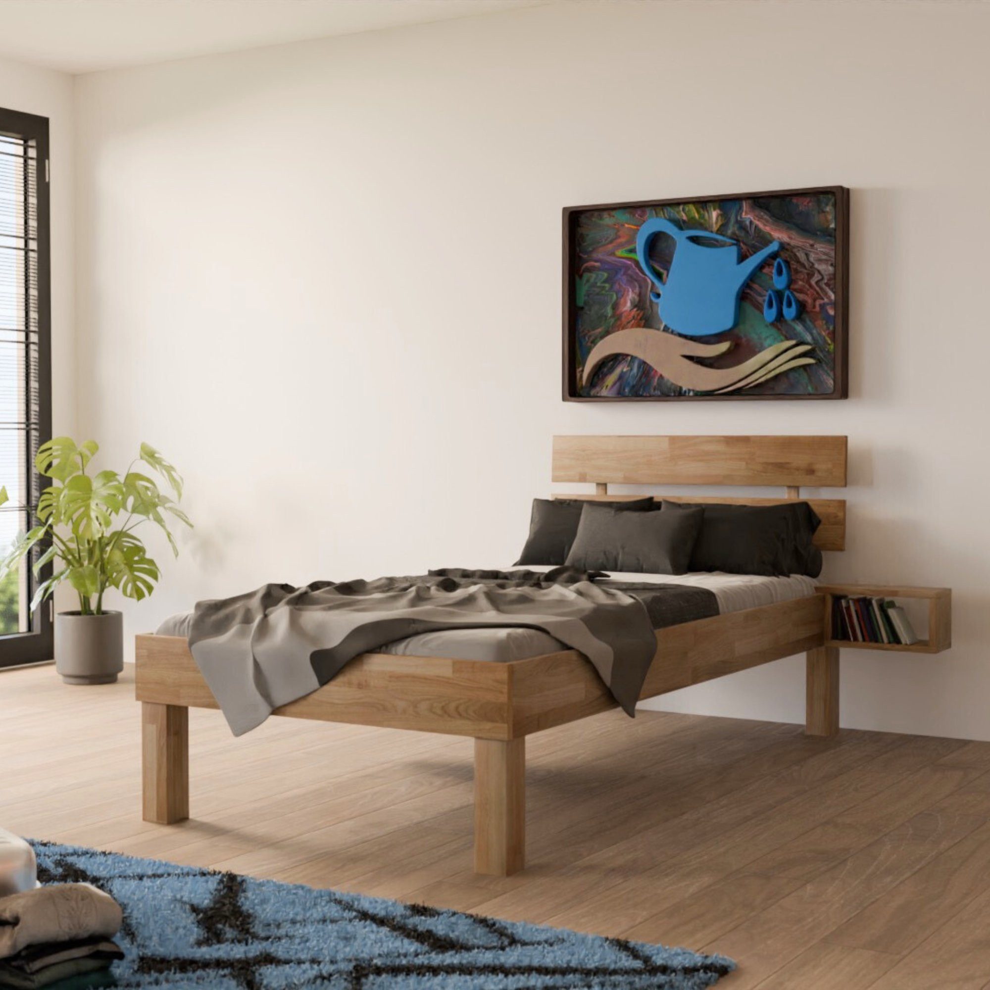 MeinMassivholz Holzbett PALMA Wildeiche, Komfortbett, Bettgestell, günstig online kaufen