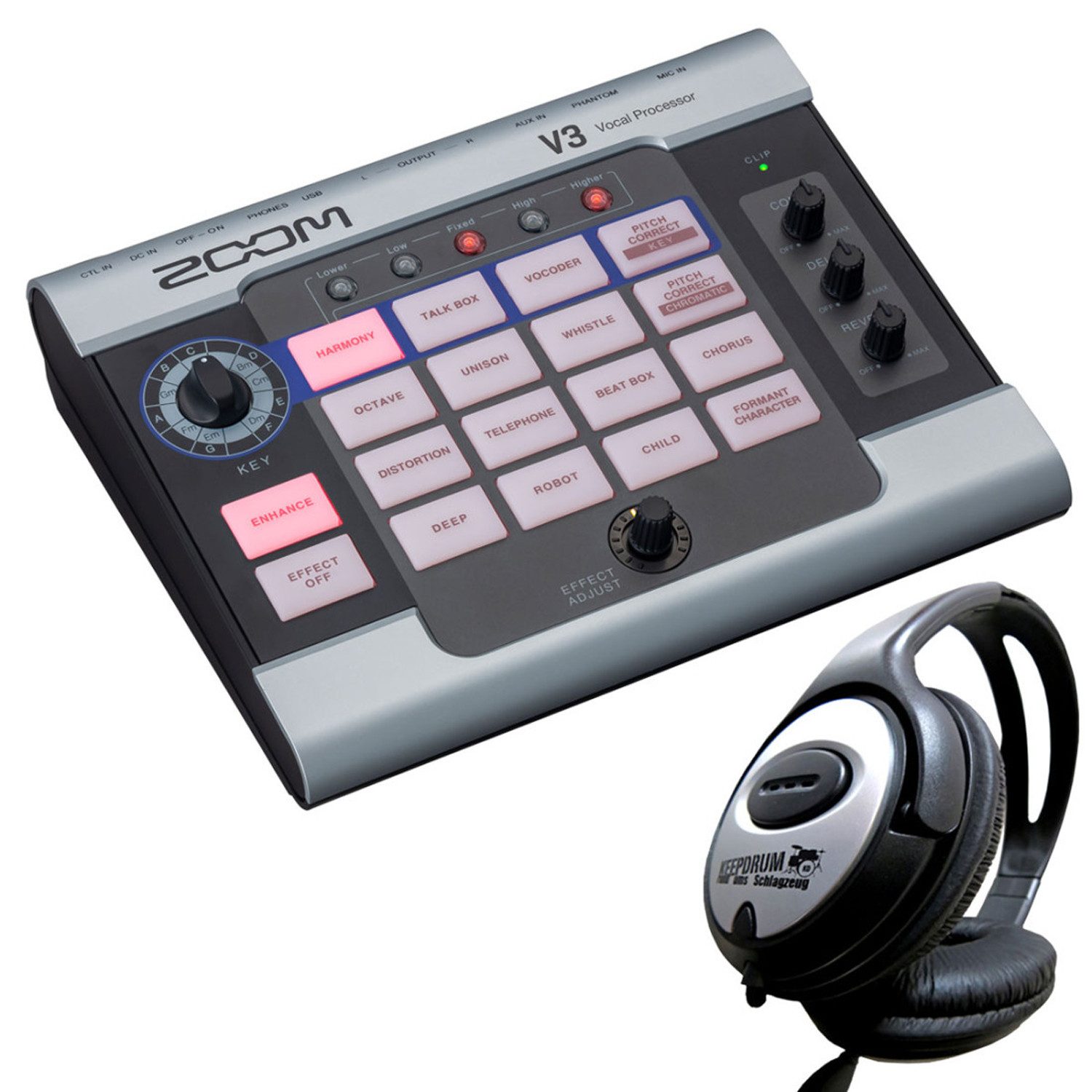 Zoom V3 Vocal Processor Effektgerät mit Kopfhörer Digitales Aufnahmegerät