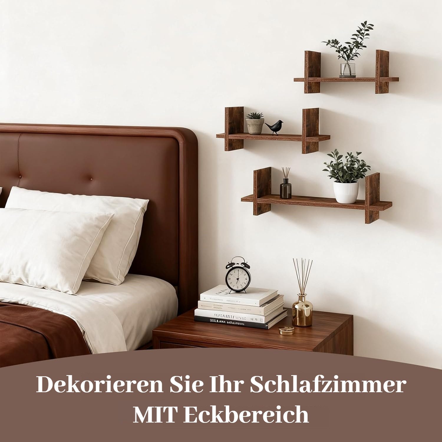 BlingBin Deko-Wandregal Wandregal 3er Set Schweberegal aus Holz Schwebendes Regal, 3 Stück 3-tlg., DIY Wandmontage Hängeregale für Wohnzimmer Schlafzimmer Büro – Bild 2 von 5