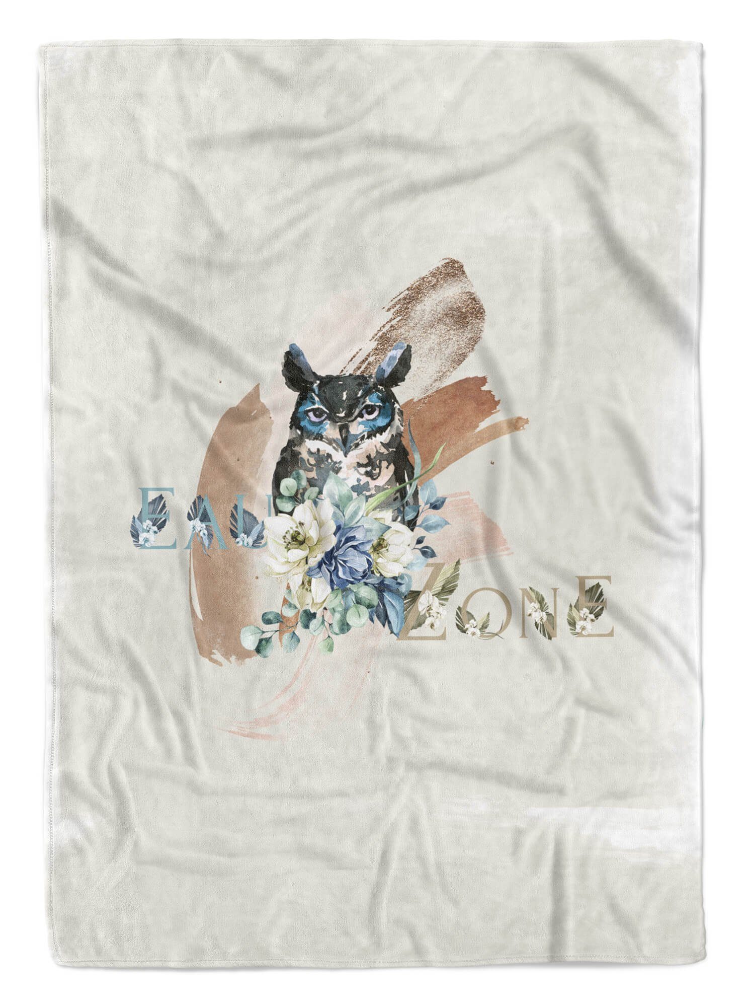 Handtuch (1-St), Baumwolle-Polyester-Mix Handtuch Handtücher Eule Blumen Schön D, Sinus Kunstvoll Saunatuch Strandhandtuch Art Kuscheldecke Motiv Wasserfarben