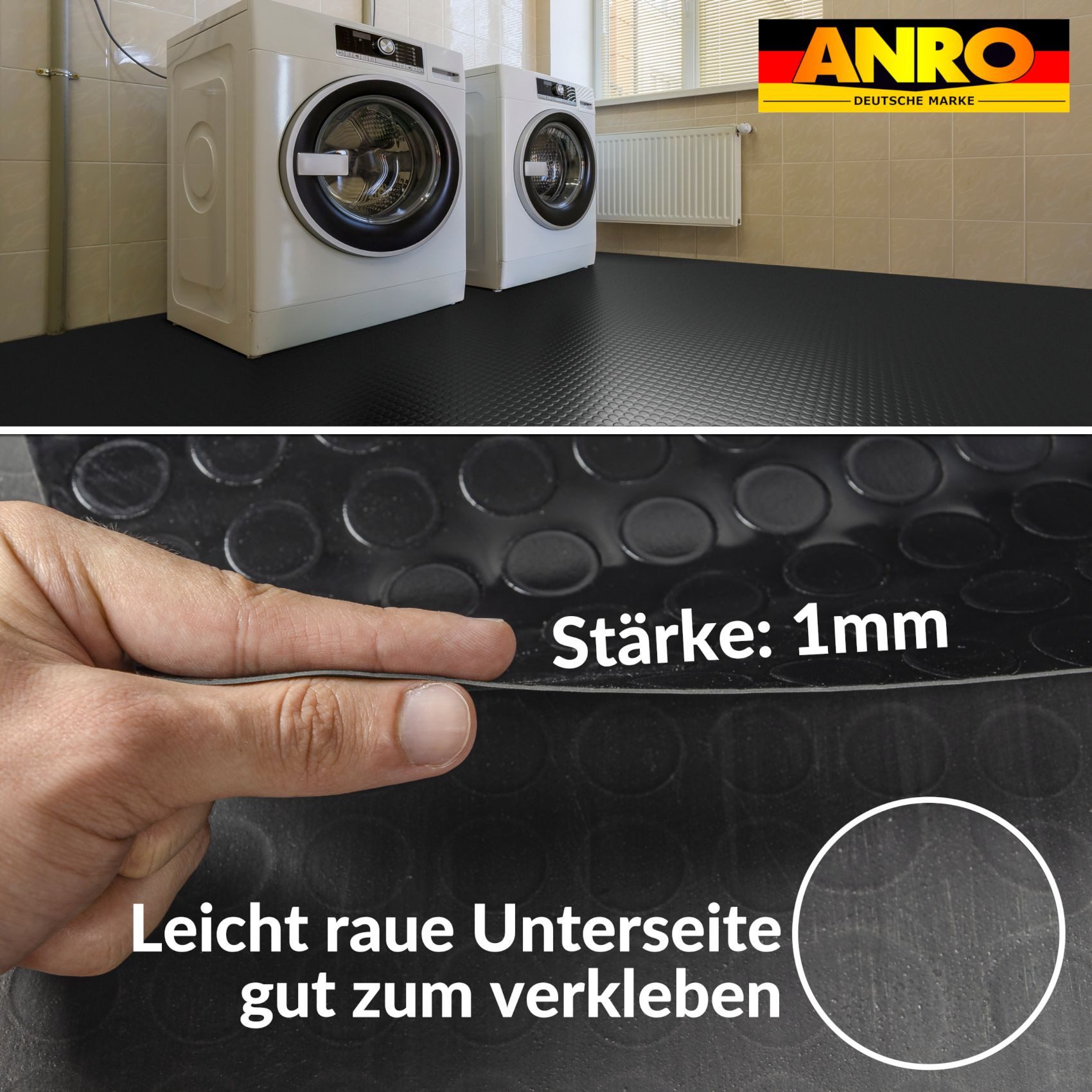 ANRO Vinylboden IMOS Bodenbelag Starker Linoleum PVC-Bodenbelag gerollt, Feuchtigkeitsbarriere feine Optik, Wasserbeständig Langlebig PVC Matte in Größe: 100x140cm