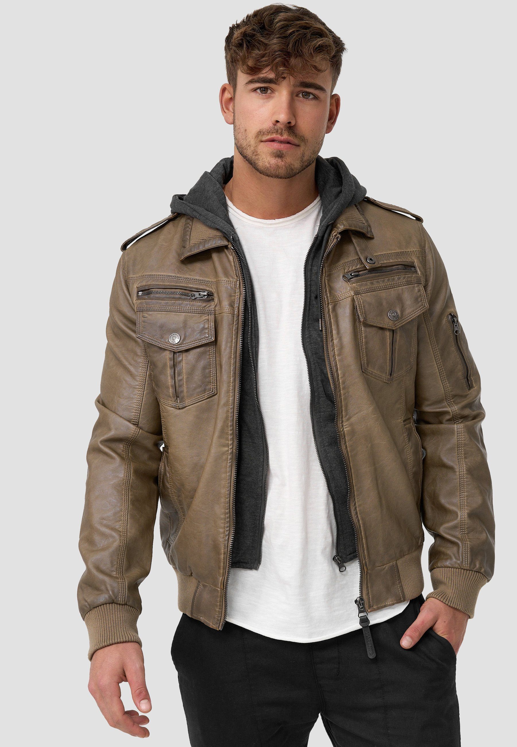 Indicode Lederimitatjacke Aaron Beige